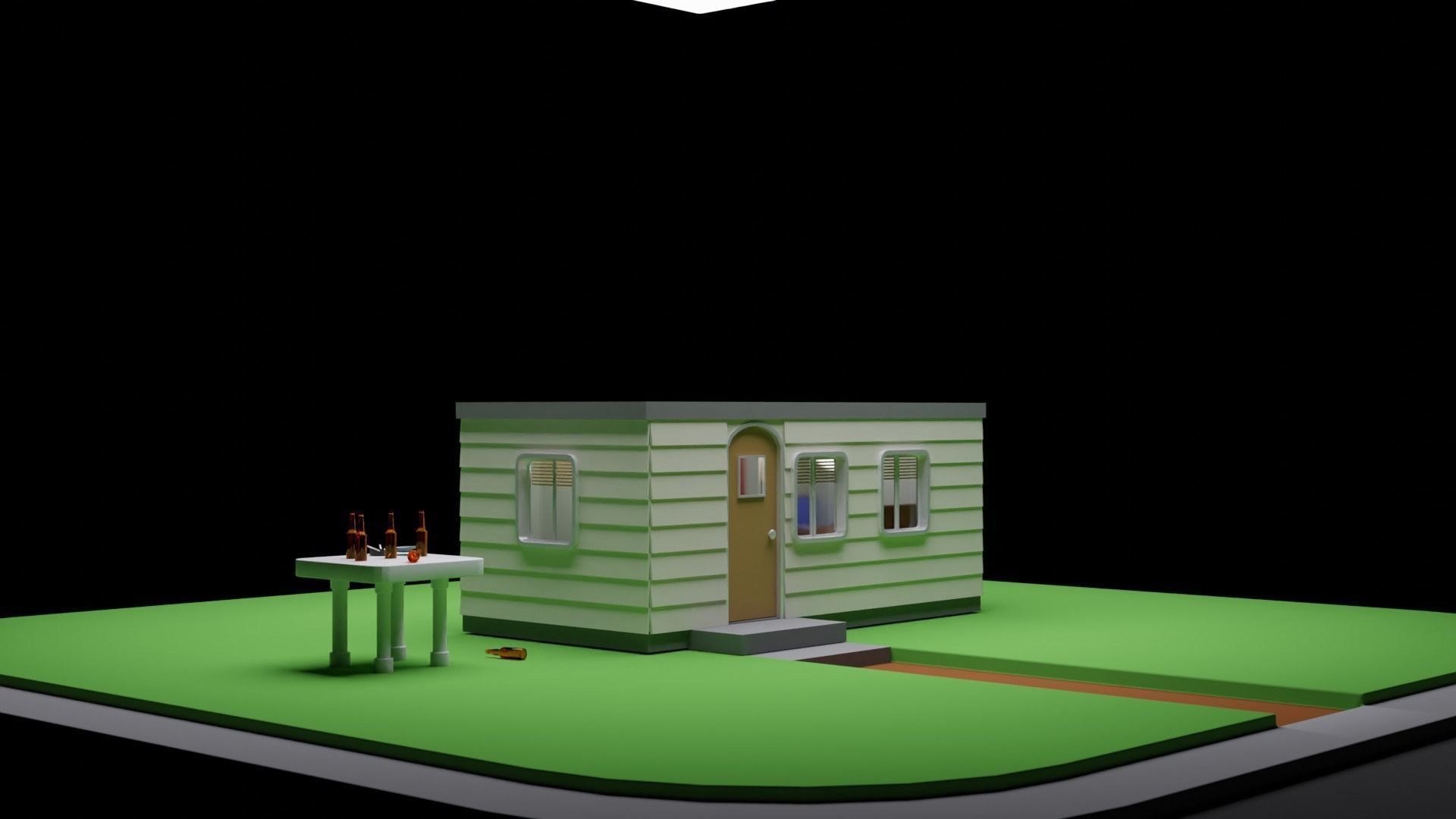 A Caravan house with table and chairs Low-poly 3D model_5