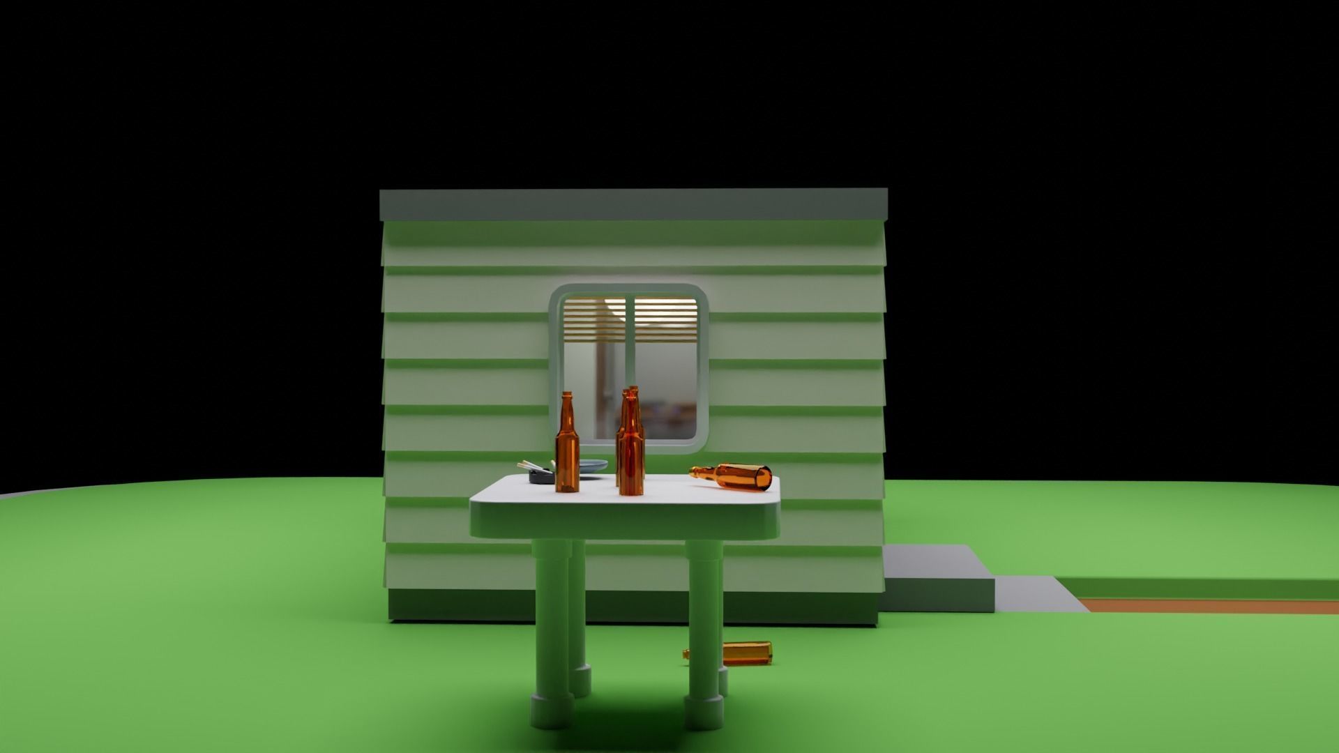 A Caravan house with table and chairs Low-poly 3D model_6