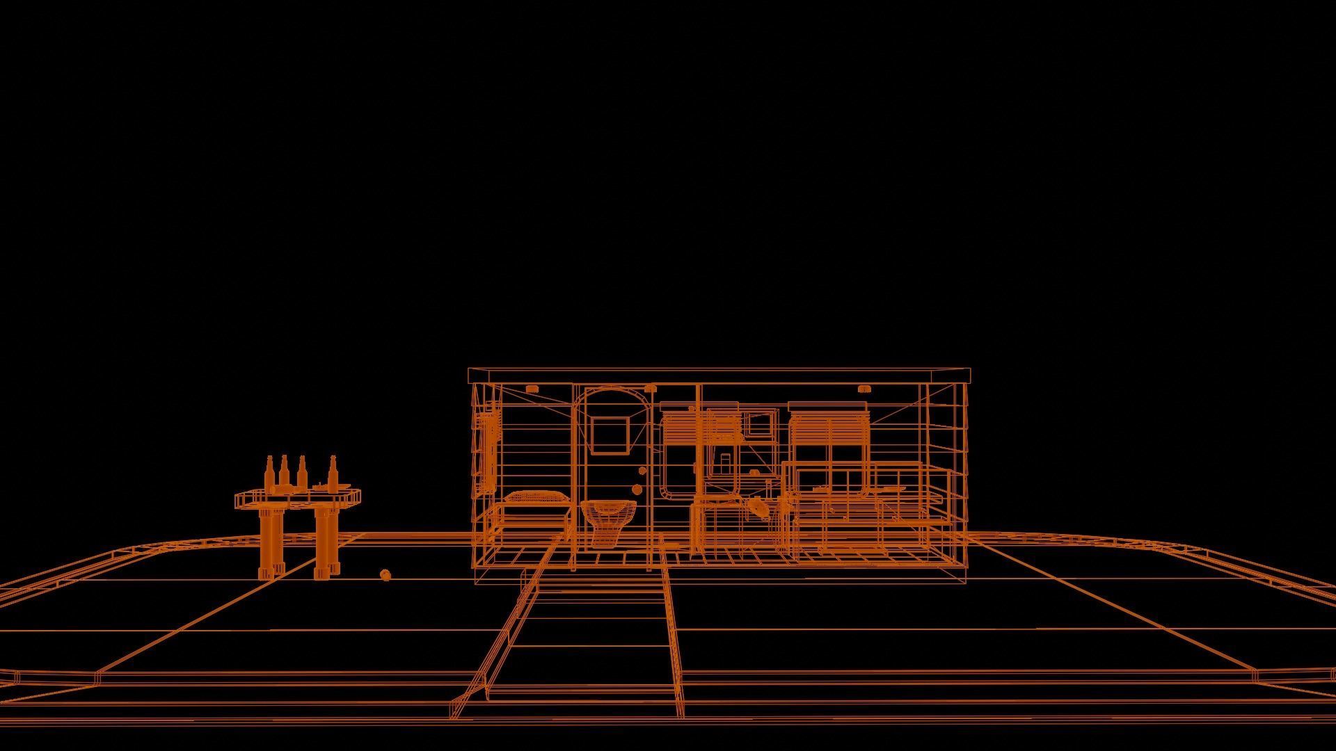 A Caravan house with table and chairs Low-poly 3D model_11