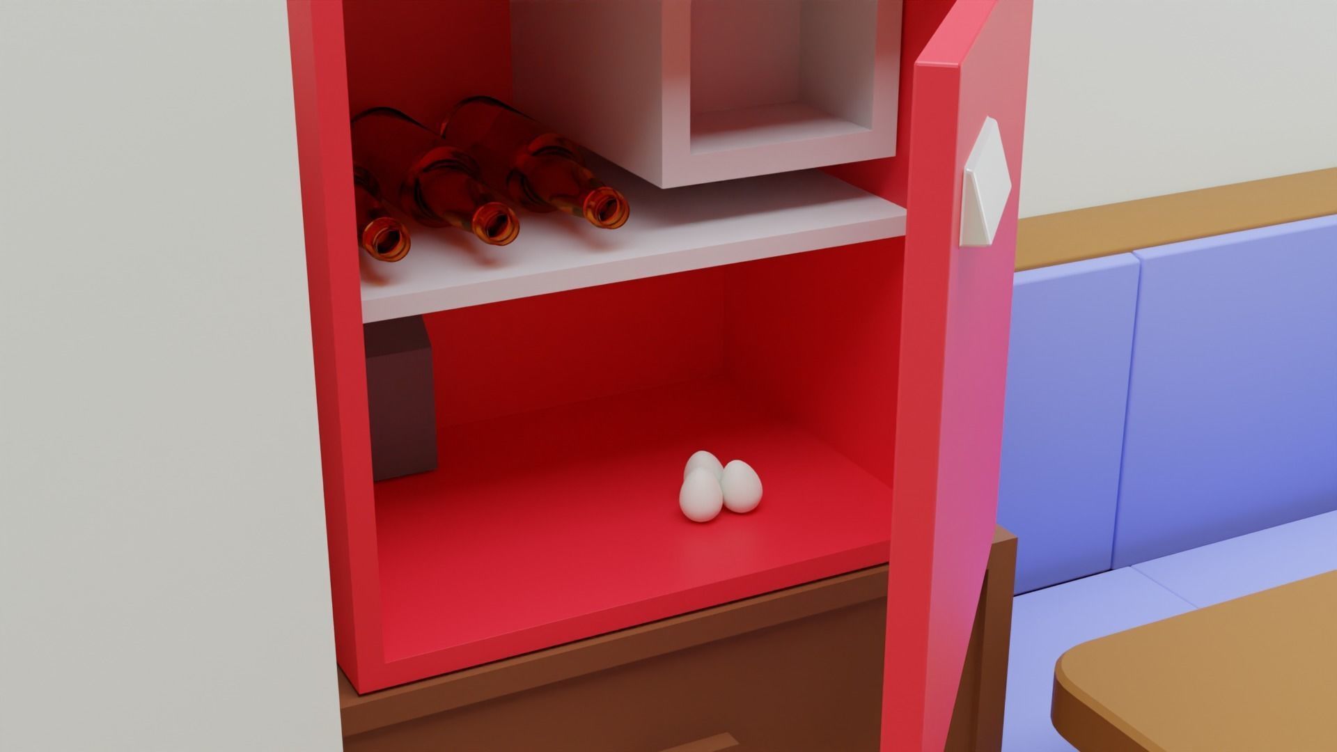 A Caravan house with table and chairs Low-poly 3D model_8