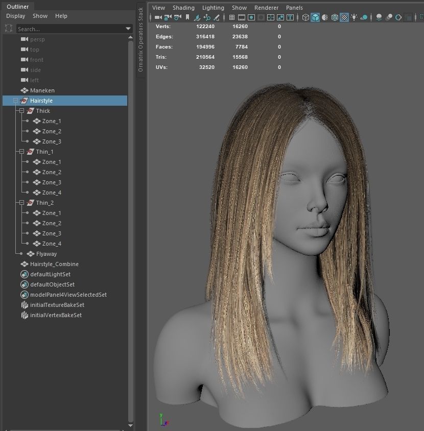 Hairstyle number three Low-poly 3D model_15