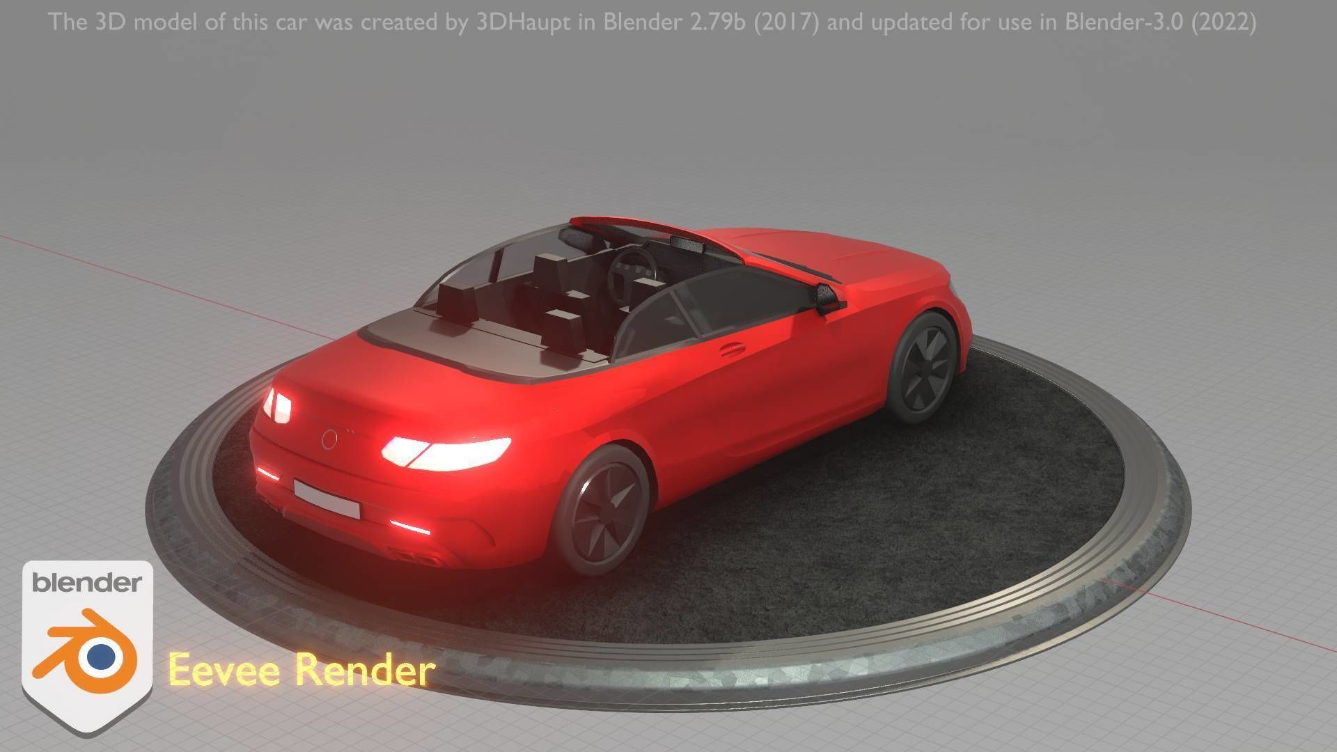 City Car 34 Top-Class Cabrio Open Type-A Red Low-poly 3D model_55