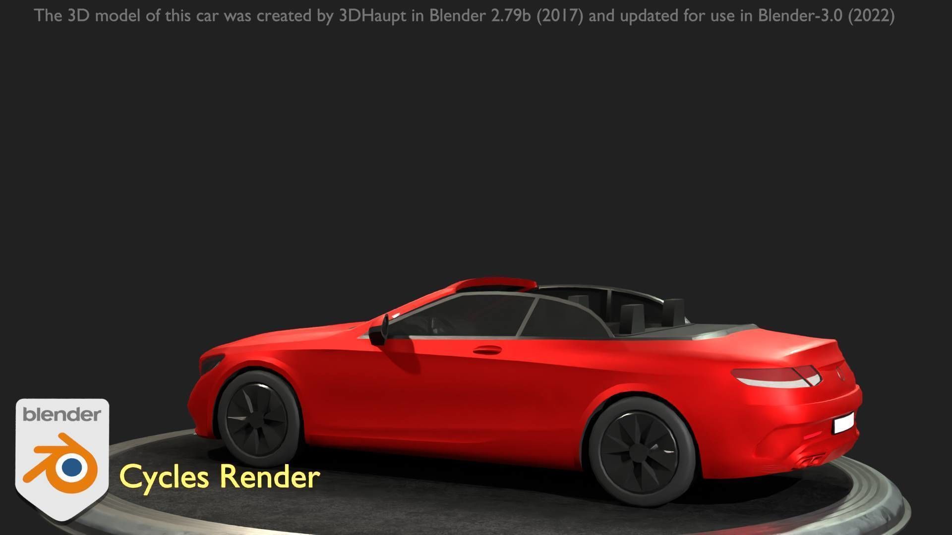 City Car 34 Top-Class Cabrio Open Type-A Red Low-poly 3D model_43