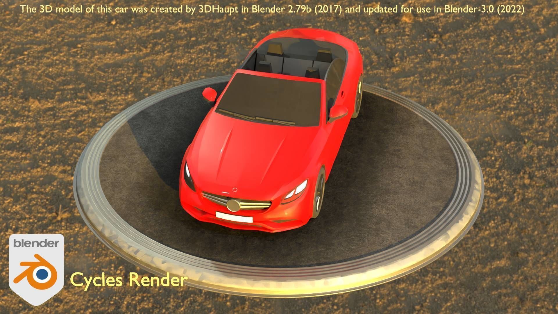 City Car 34 Top-Class Cabrio Open Type-A Red Low-poly 3D model_61