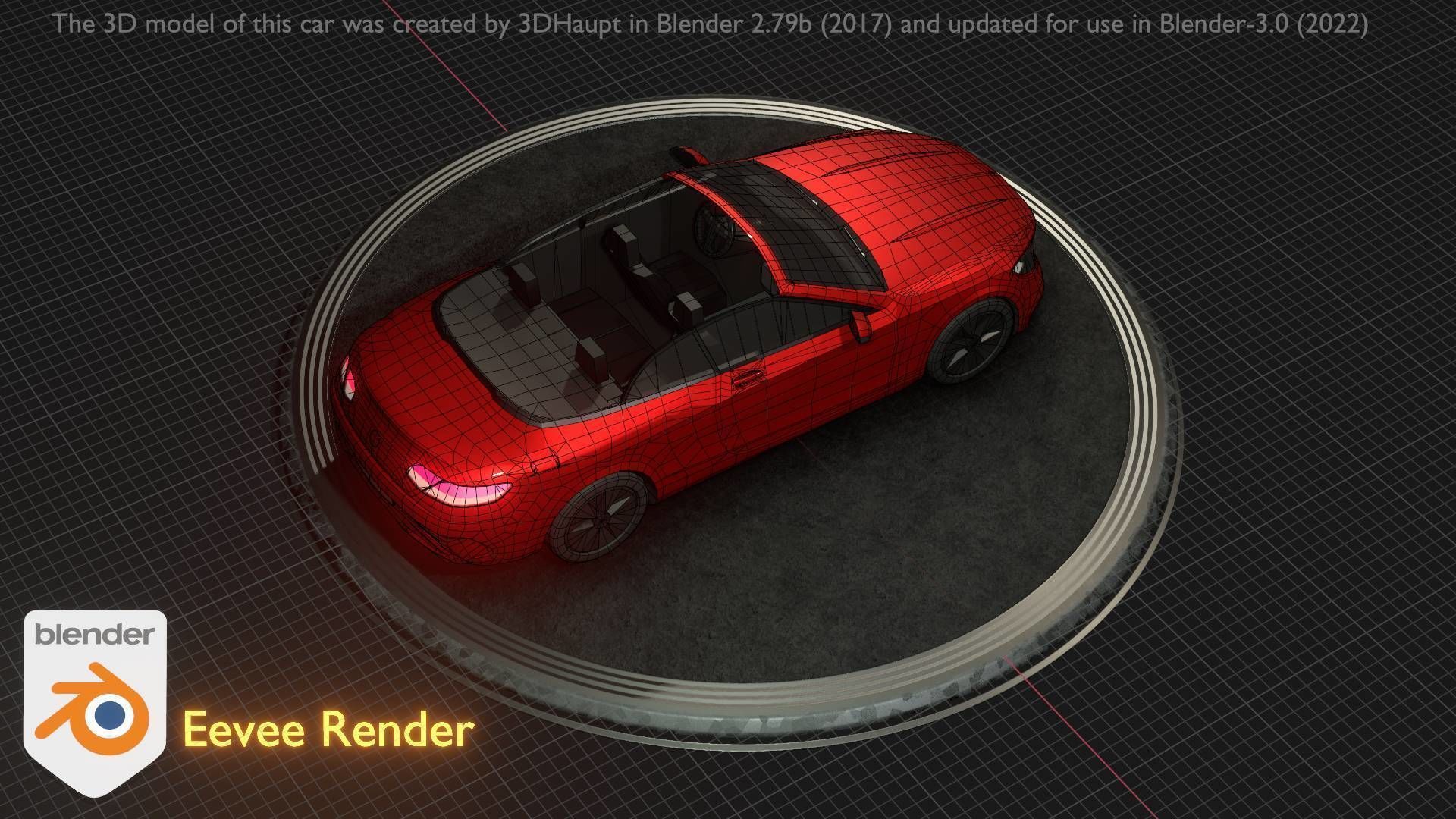 City Car 34 Top-Class Cabrio Open Type-A Red Low-poly 3D model_32