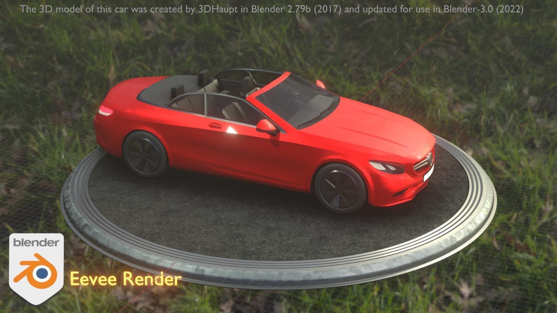 City Car 34 Top-Class Cabrio Open Type-A Red Low-poly 3D model_84