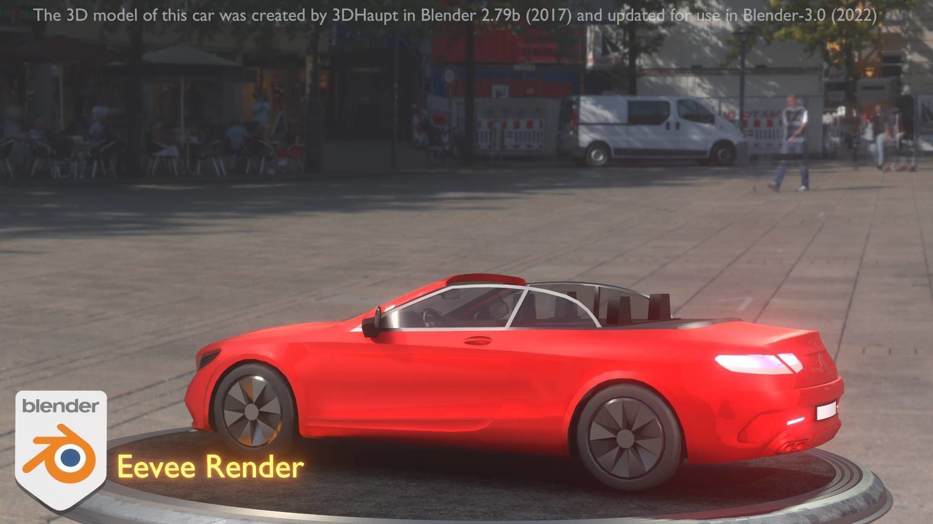 City Car 34 Top-Class Cabrio Open Type-A Red Low-poly 3D model_5