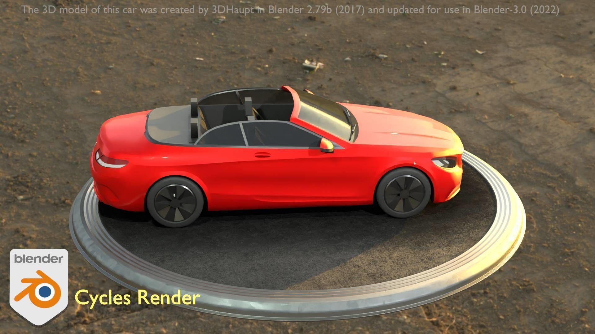 City Car 34 Top-Class Cabrio Open Type-A Red Low-poly 3D model_96