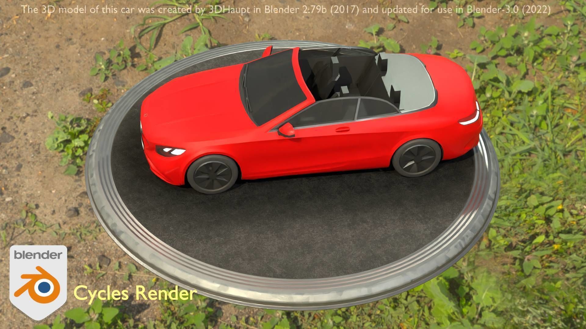 City Car 34 Top-Class Cabrio Open Type-A Red Low-poly 3D model_26