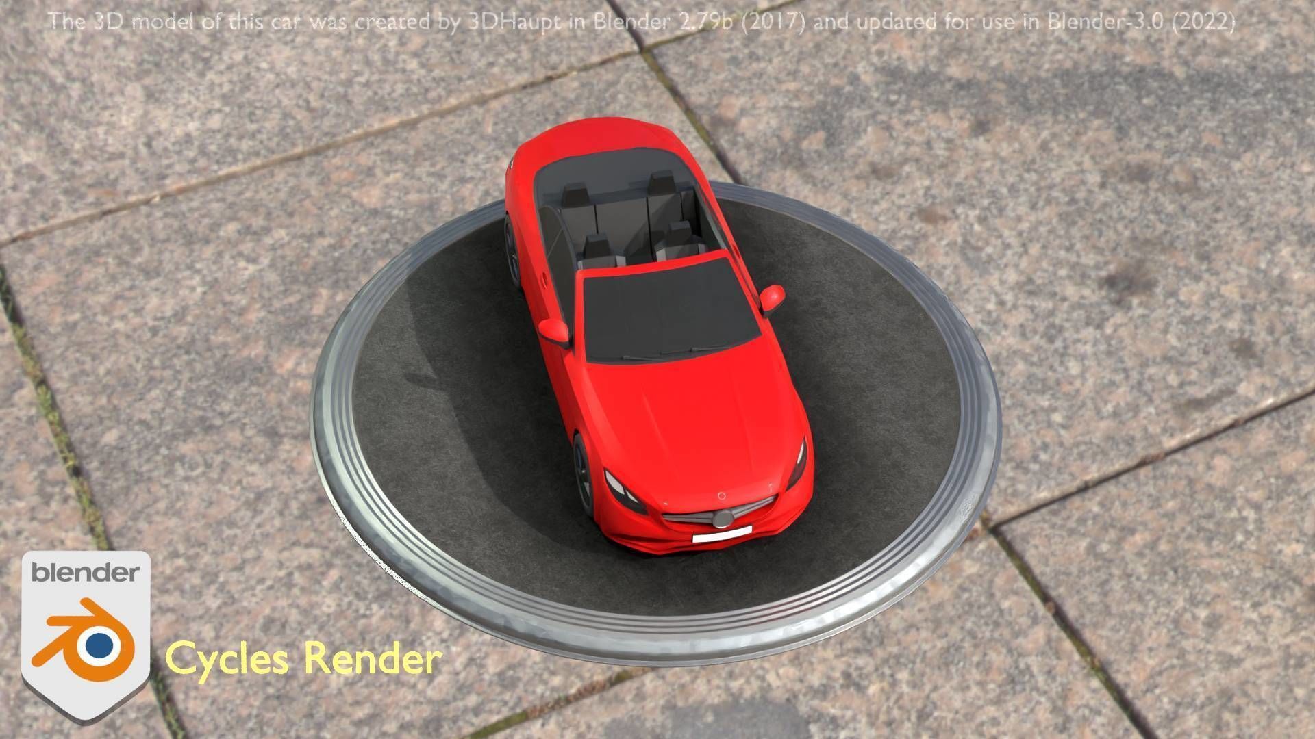 City Car 34 Top-Class Cabrio Open Type-A Red Low-poly 3D model_37