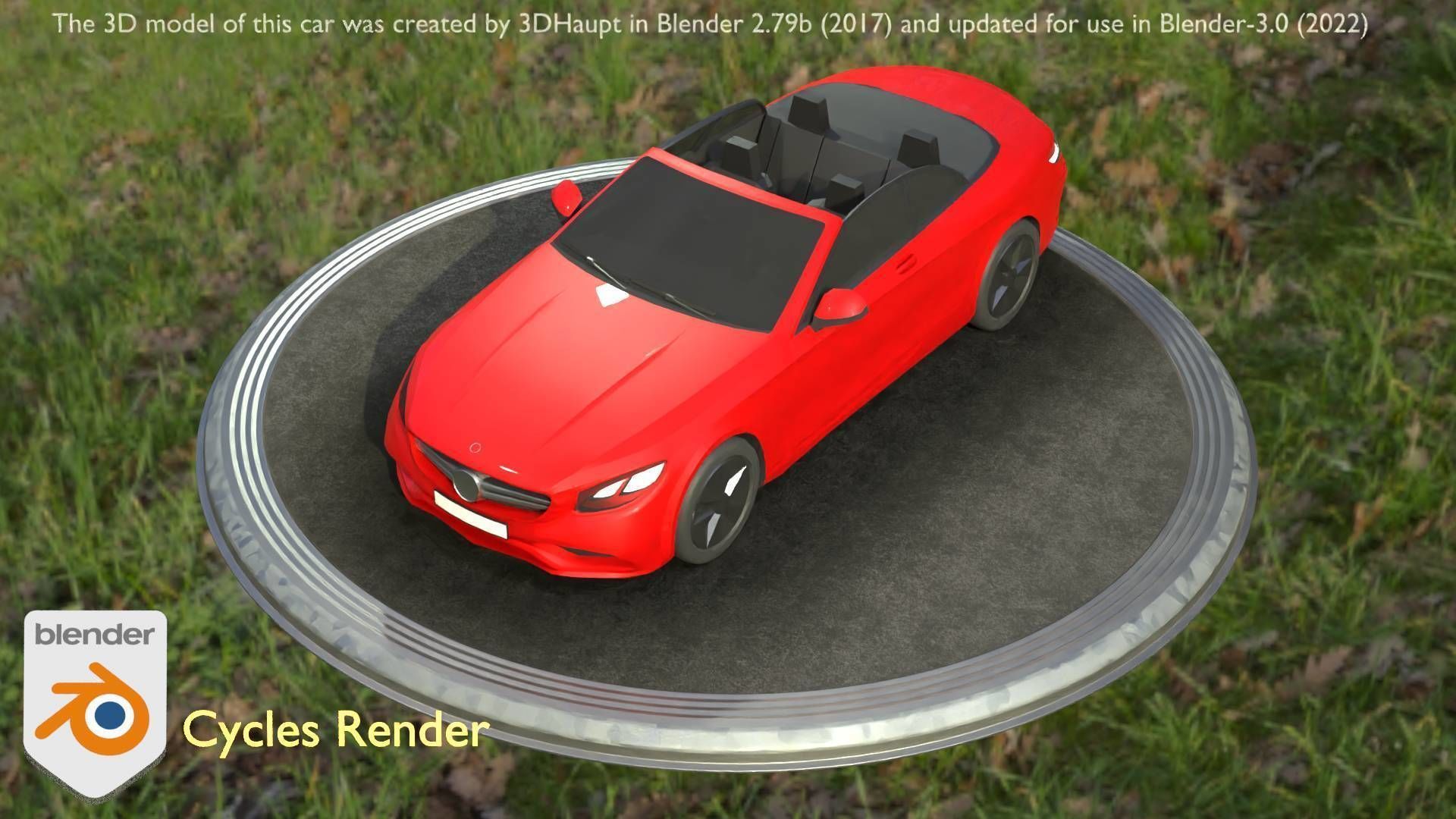 City Car 34 Top-Class Cabrio Open Type-A Red Low-poly 3D model_24