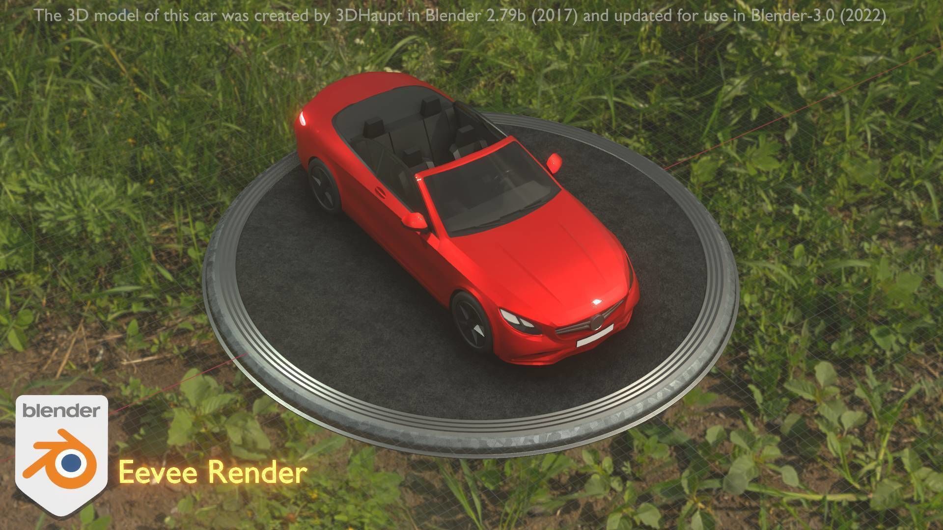 City Car 34 Top-Class Cabrio Open Type-A Red Low-poly 3D model_36