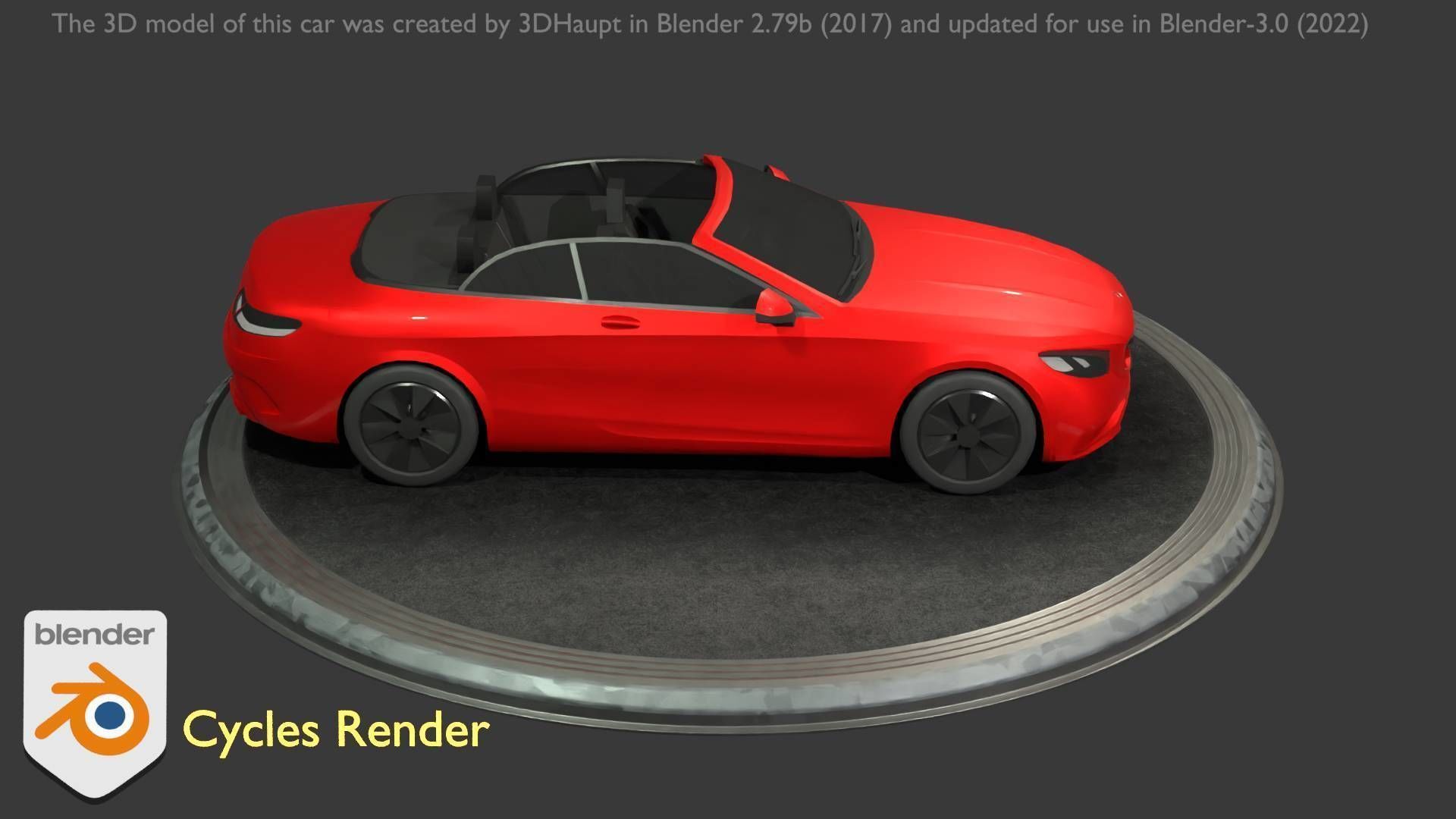 City Car 34 Top-Class Cabrio Open Type-A Red Low-poly 3D model_83