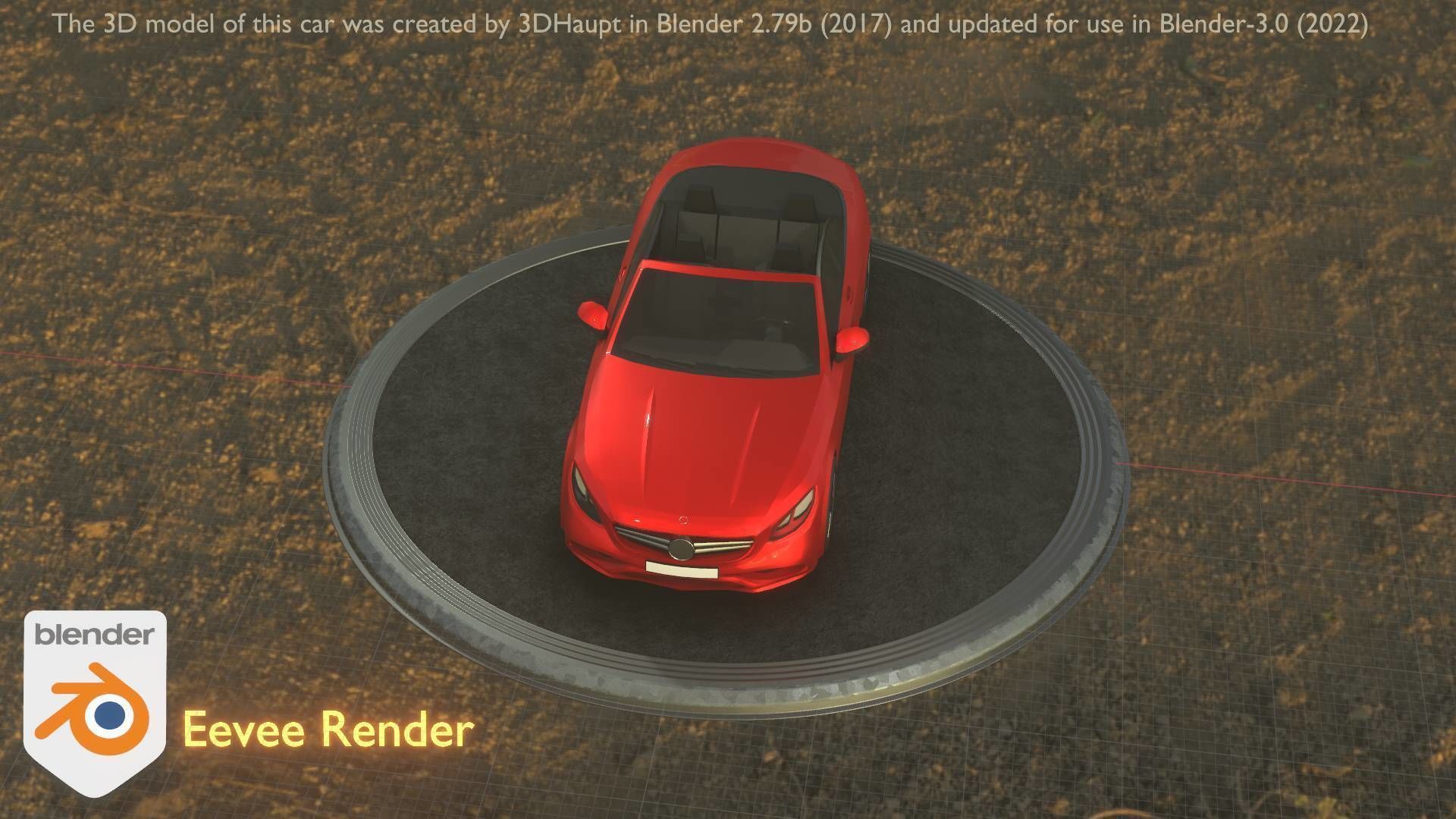 City Car 34 Top-Class Cabrio Open Type-A Red Low-poly 3D model_38