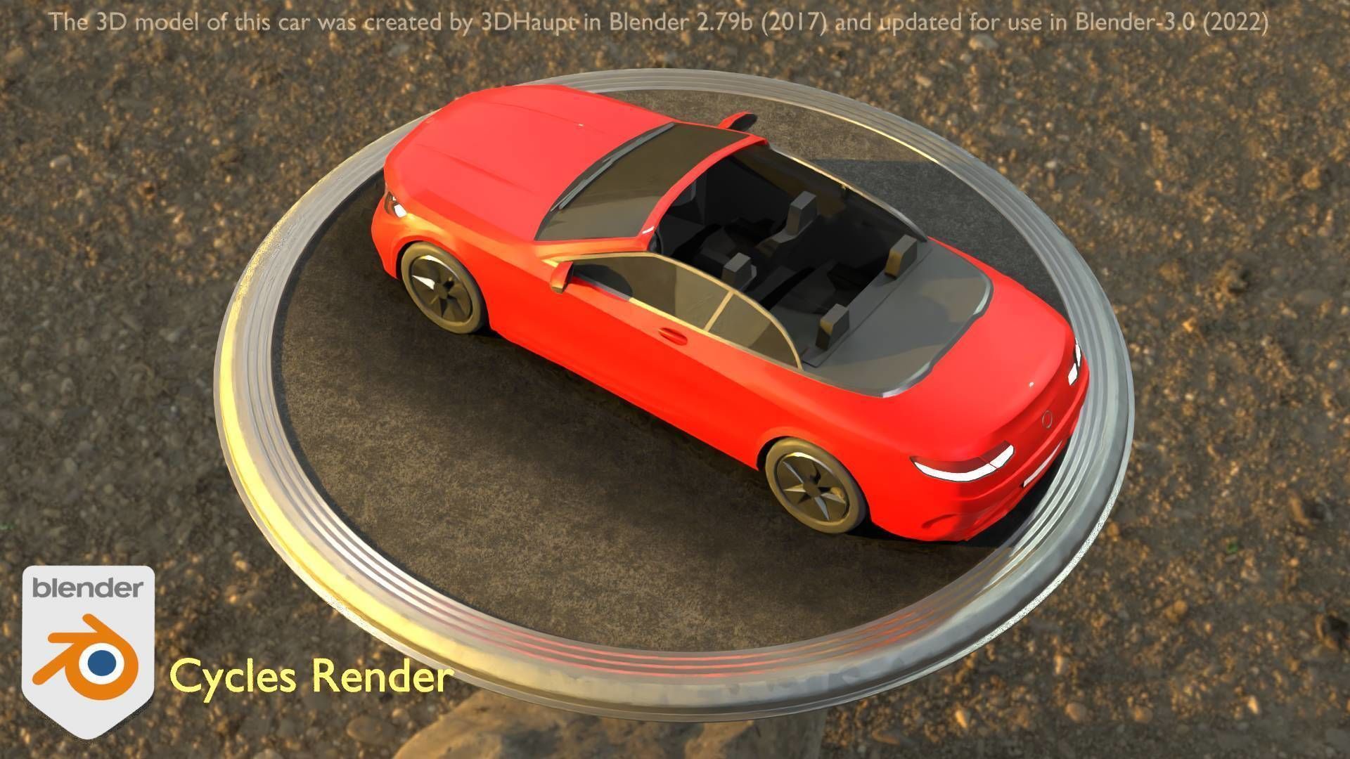 City Car 34 Top-Class Cabrio Open Type-A Red Low-poly 3D model_13