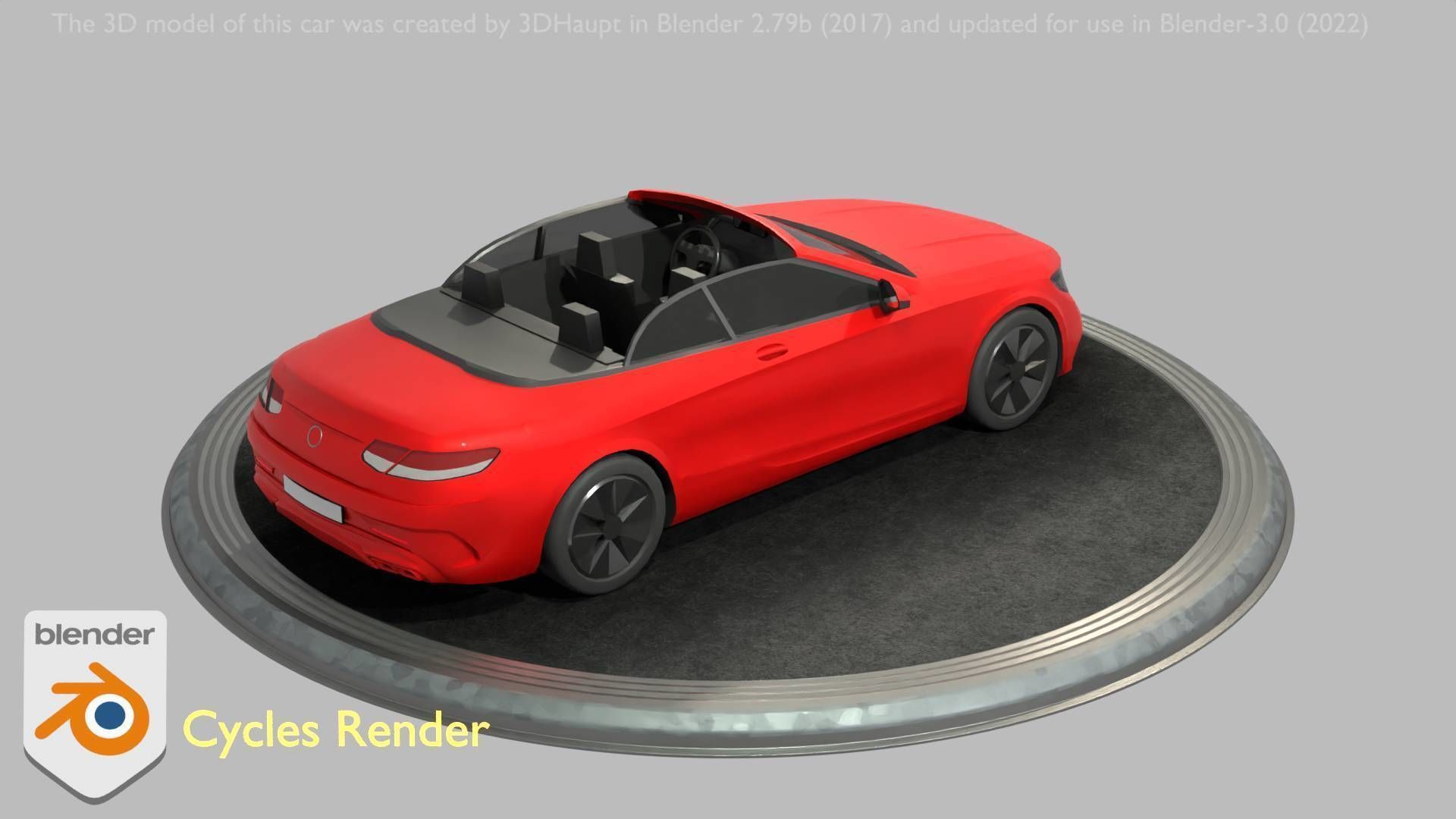 City Car 34 Top-Class Cabrio Open Type-A Red Low-poly 3D model_81
