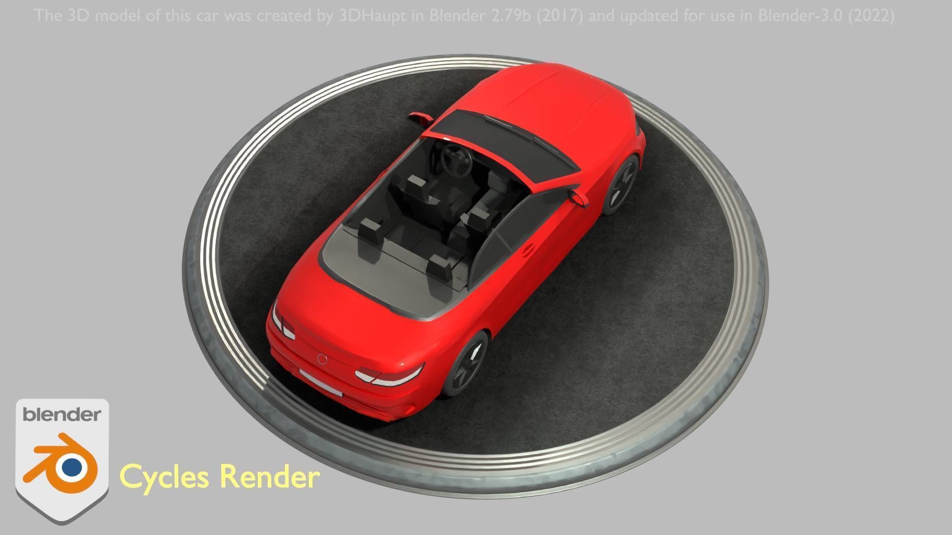 City Car 34 Top-Class Cabrio Open Type-A Red Low-poly 3D model_31