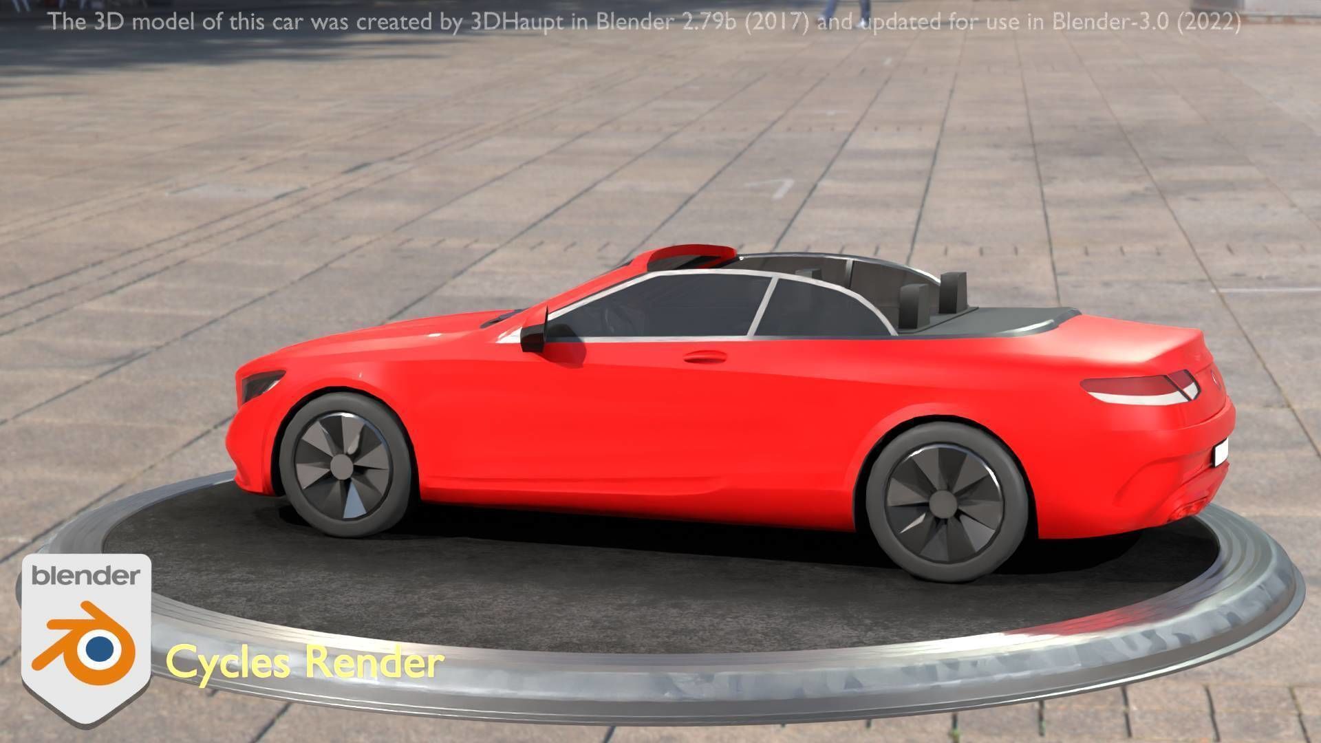 City Car 34 Top-Class Cabrio Open Type-A Red Low-poly 3D model_52