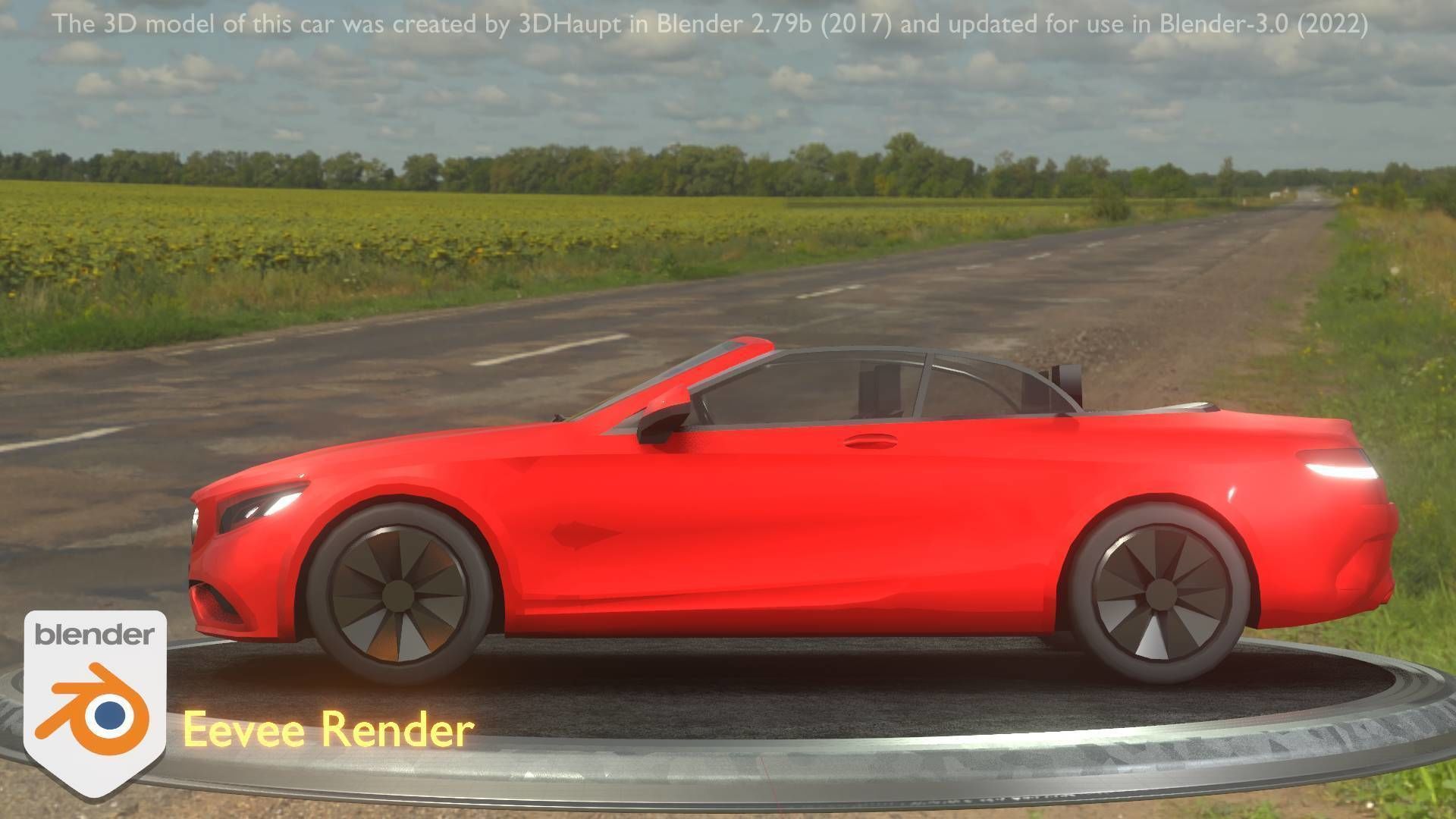 City Car 34 Top-Class Cabrio Open Type-A Red Low-poly 3D model_51