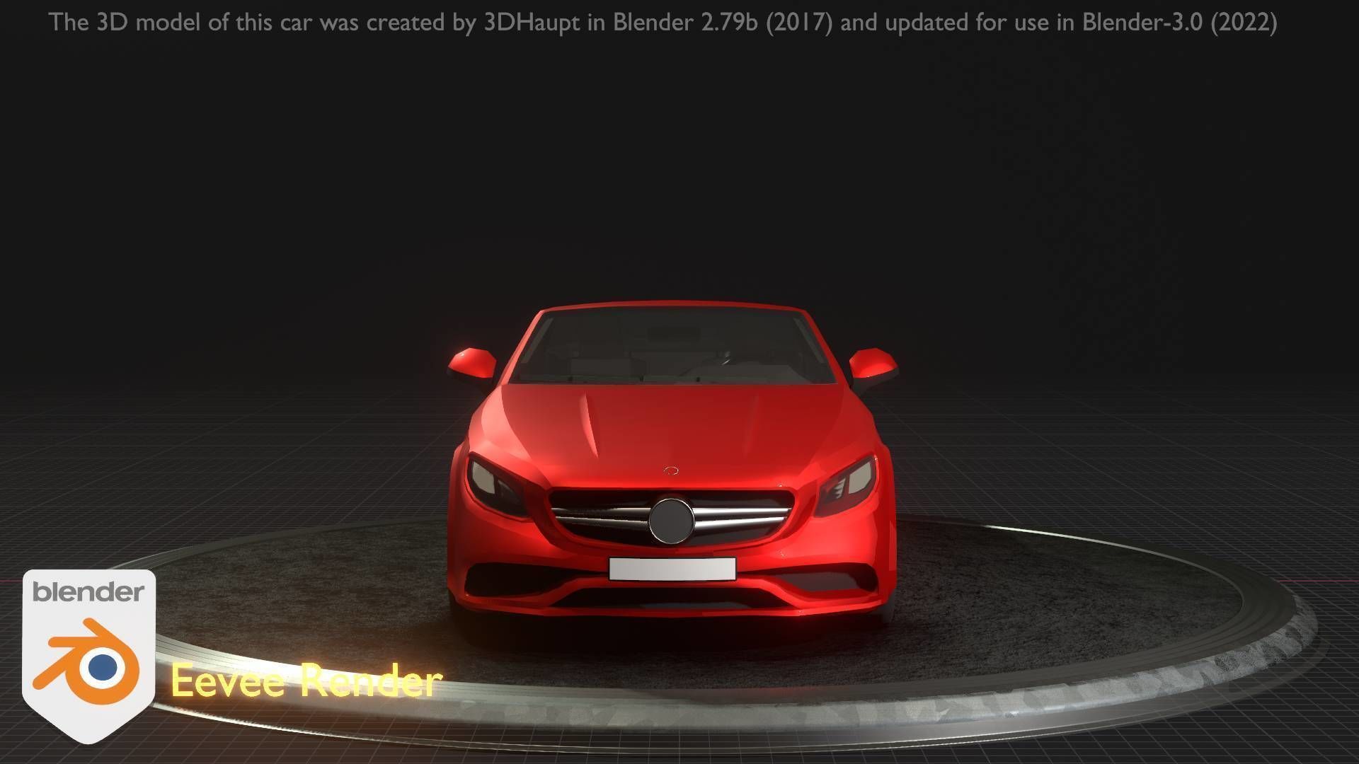 City Car 34 Top-Class Cabrio Open Type-A Red Low-poly 3D model_49