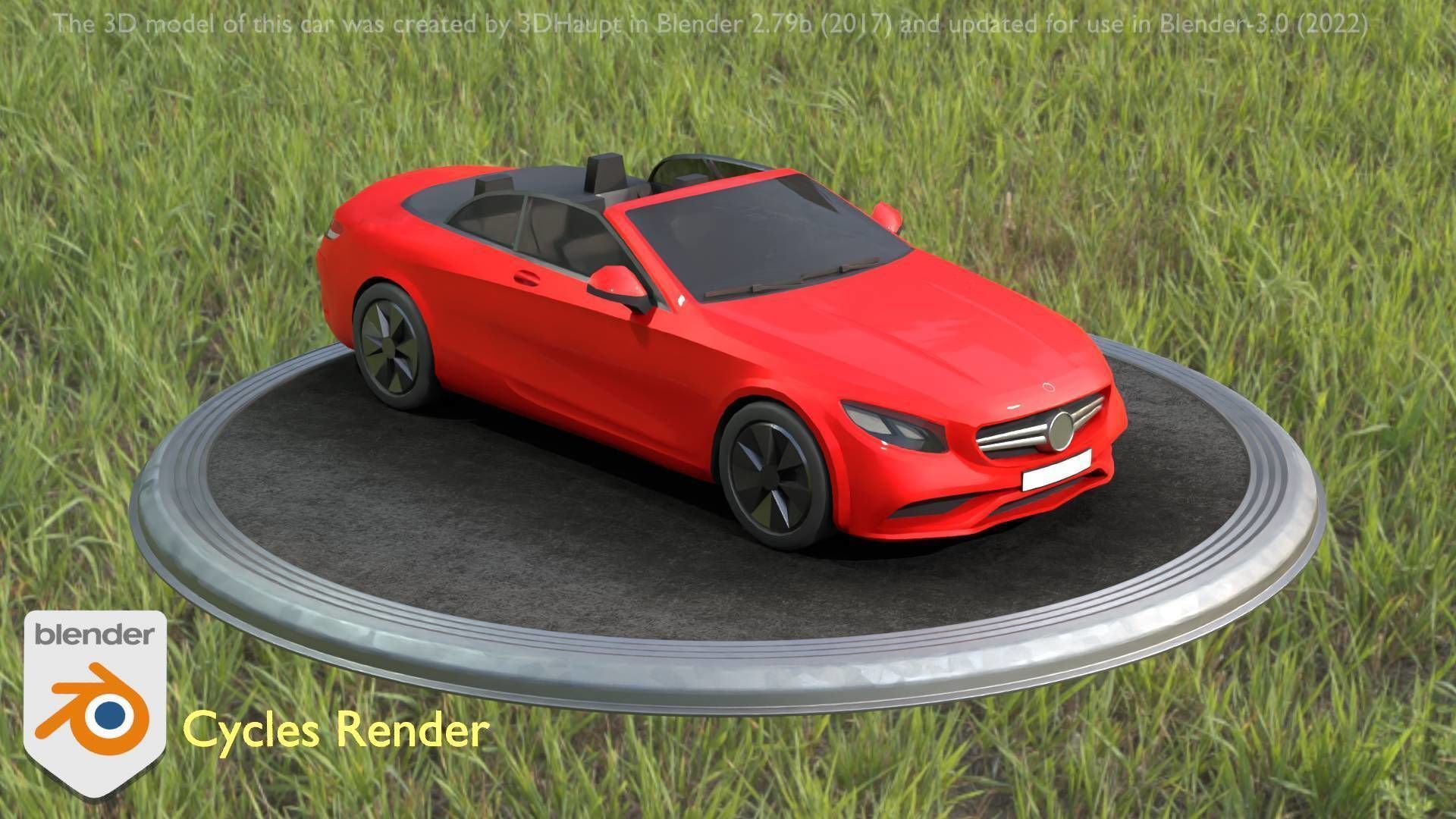 City Car 34 Top-Class Cabrio Open Type-A Red Low-poly 3D model_85