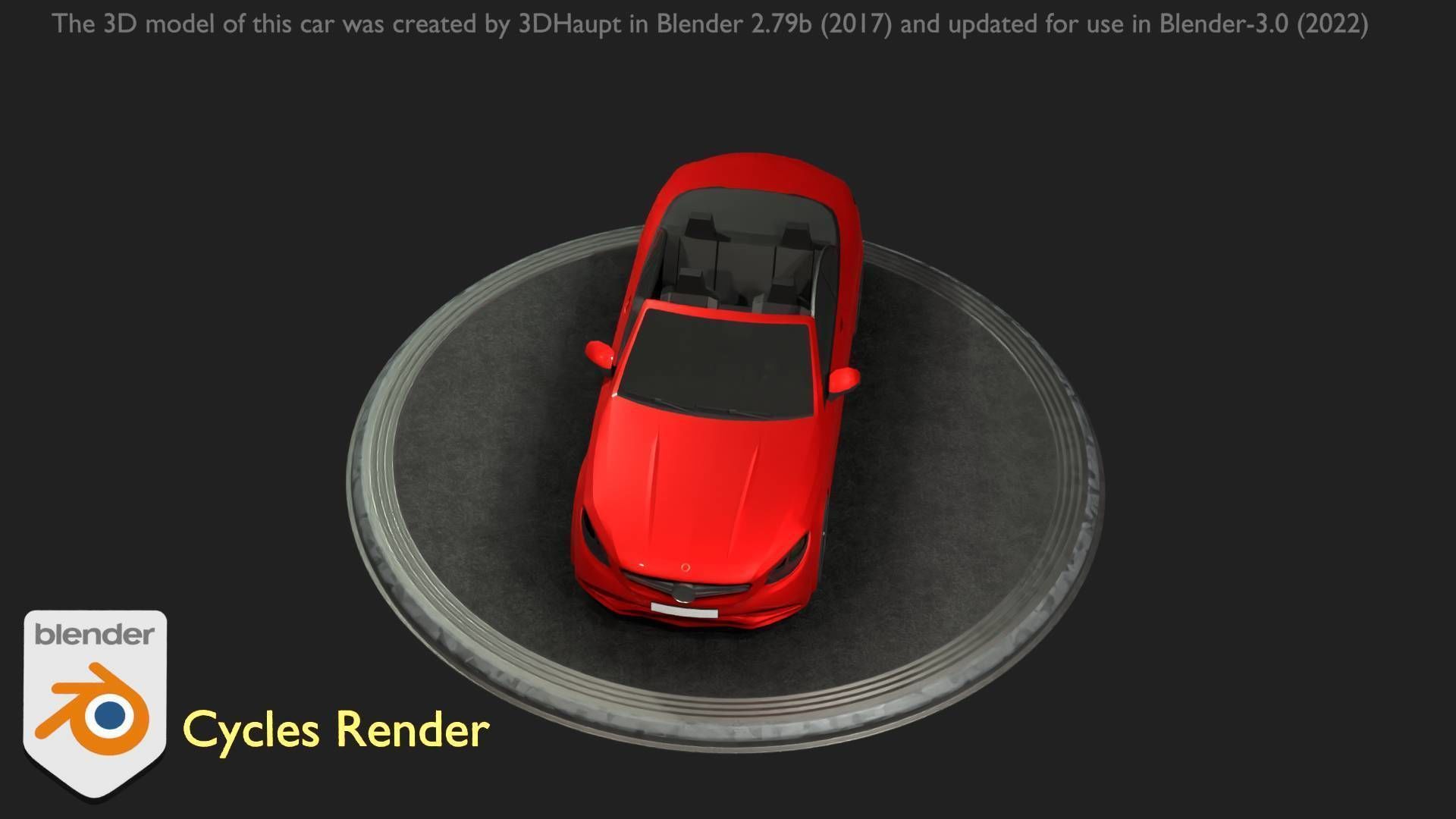 City Car 34 Top-Class Cabrio Open Type-A Red Low-poly 3D model_76