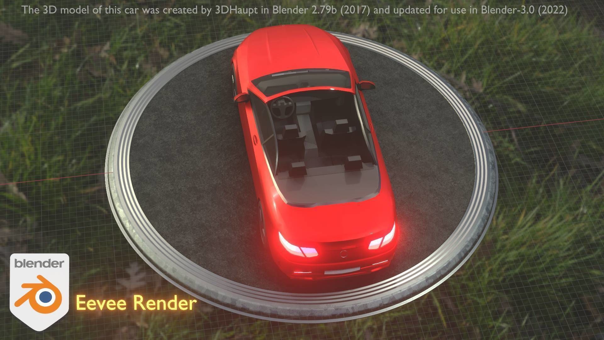 City Car 34 Top-Class Cabrio Open Type-A Red Low-poly 3D model_68