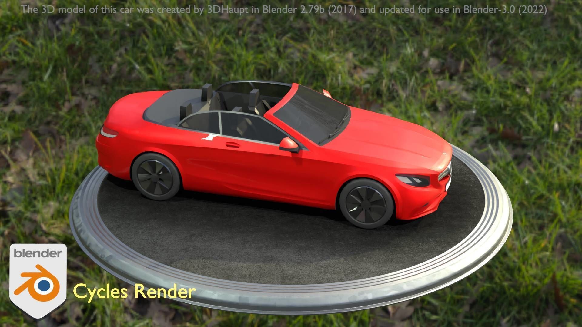City Car 34 Top-Class Cabrio Open Type-A Red Low-poly 3D model_58