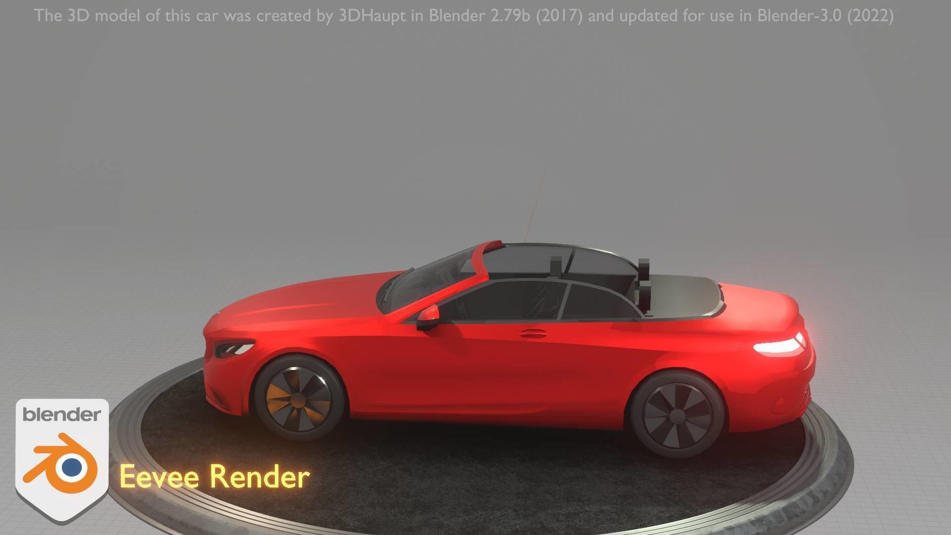 City Car 34 Top-Class Cabrio Open Type-A Red Low-poly 3D model_42