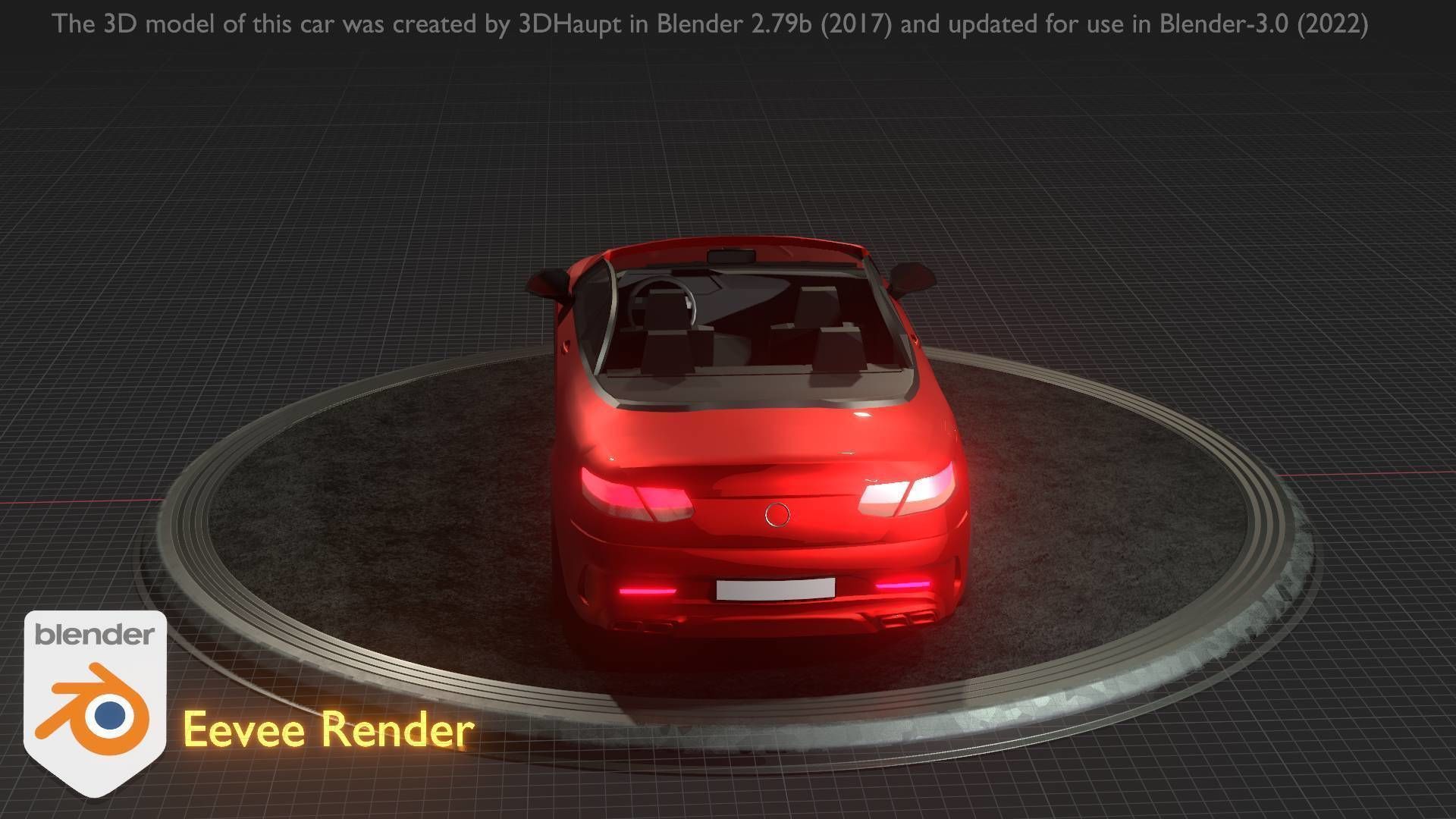 City Car 34 Top-Class Cabrio Open Type-A Red Low-poly 3D model_54