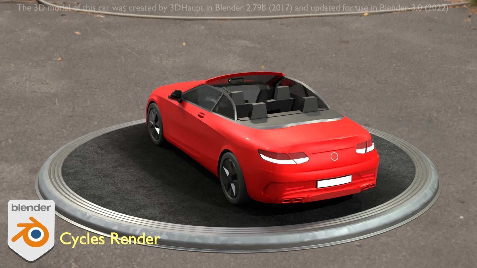 City Car 34 Top-Class Cabrio Open Type-A Red Low-poly 3D model_6