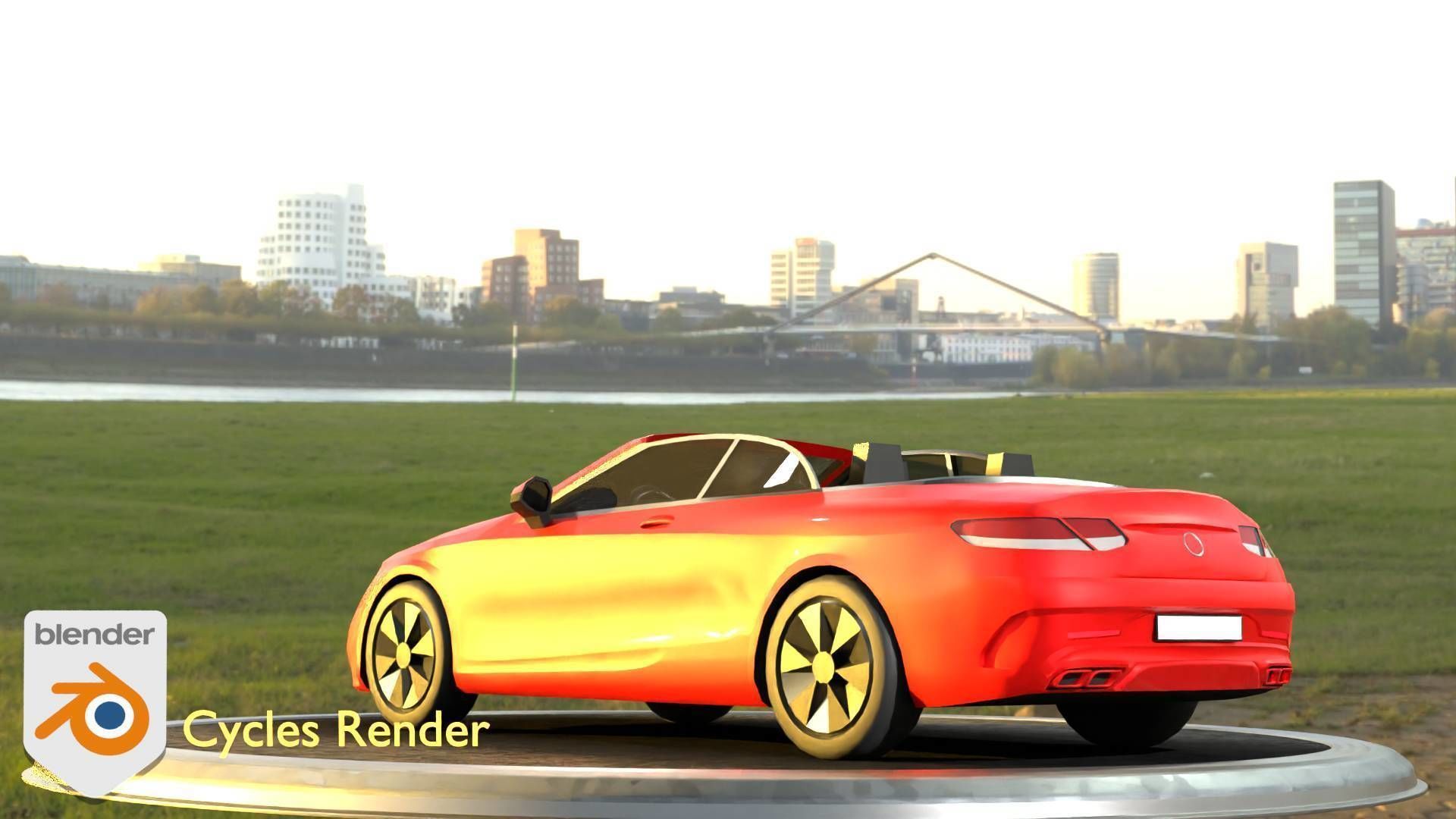 City Car 34 Top-Class Cabrio Open Type-A Red Low-poly 3D model_3