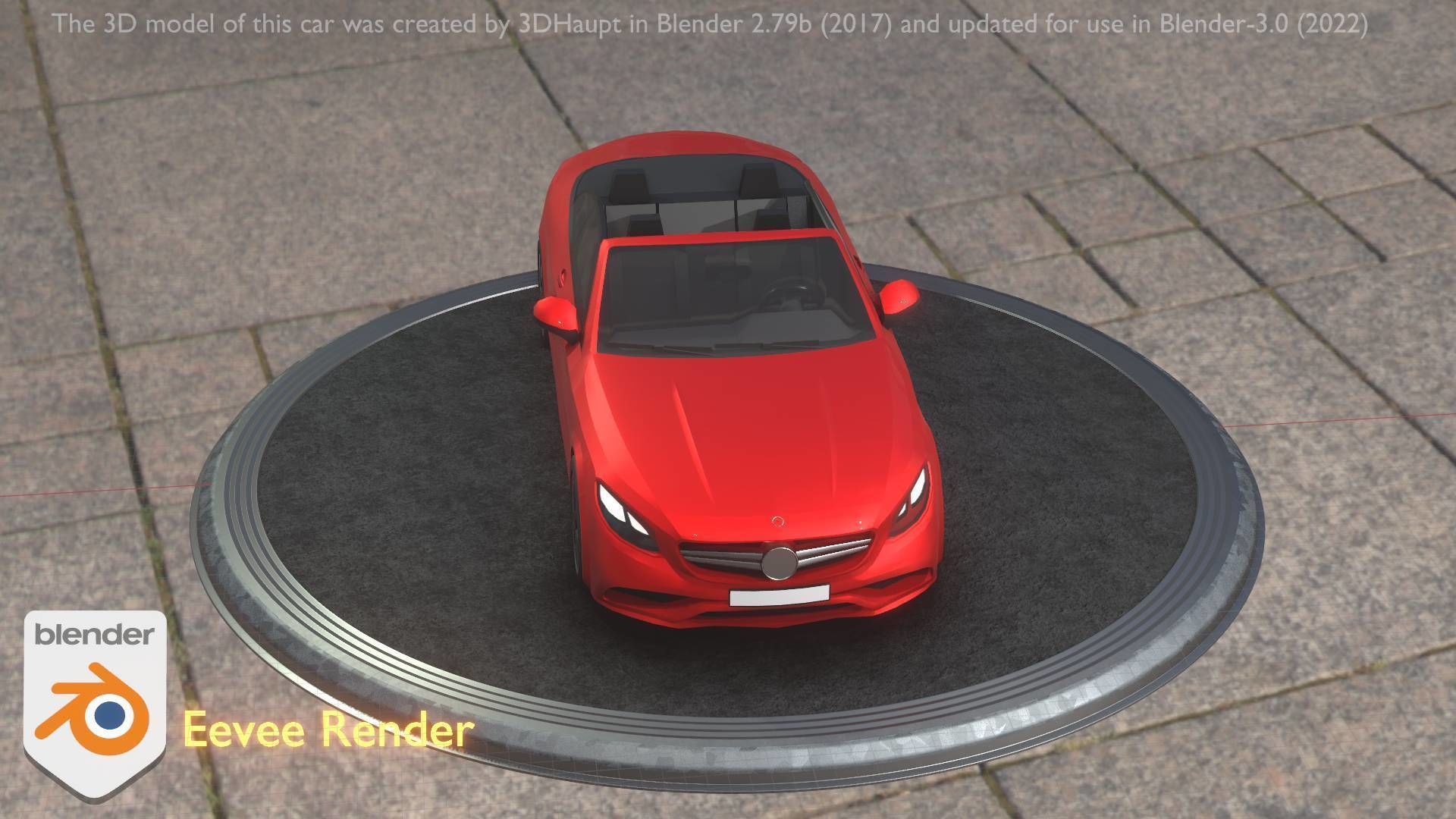 City Car 34 Top-Class Cabrio Open Type-A Red Low-poly 3D model_60