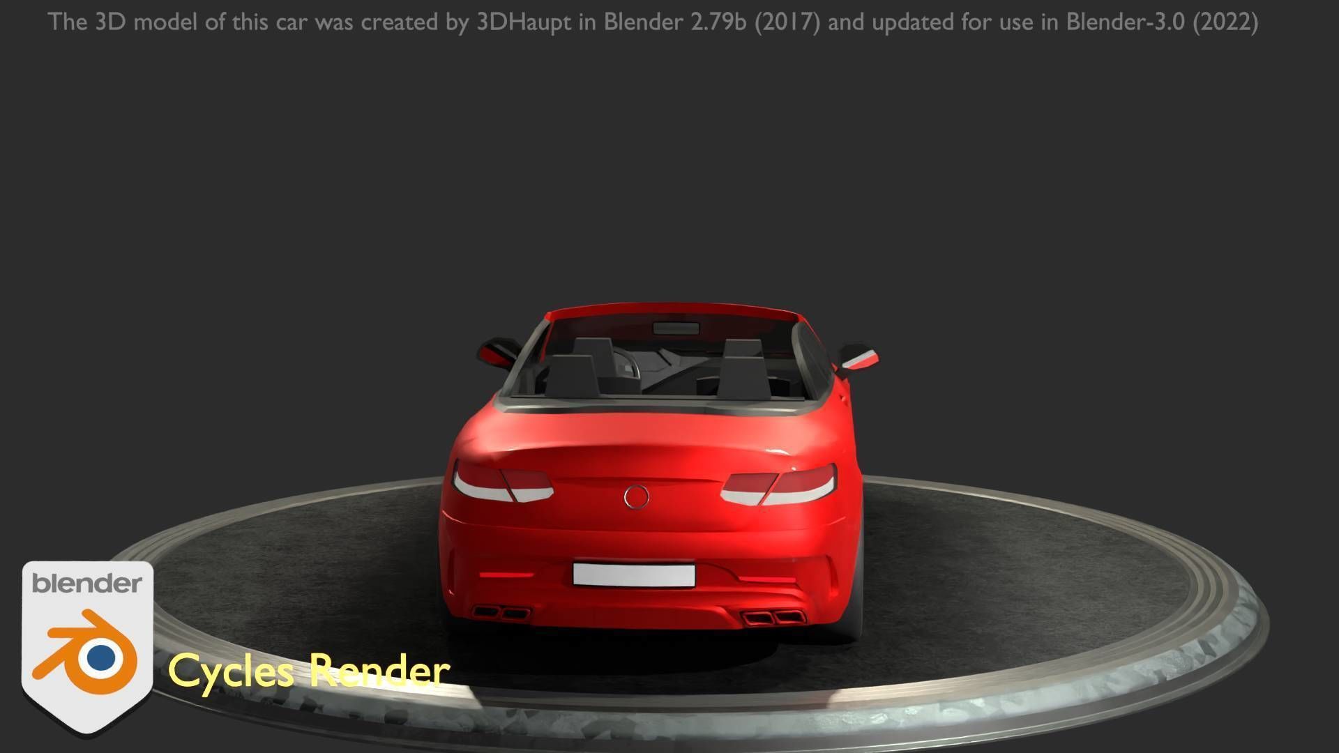 City Car 34 Top-Class Cabrio Open Type-A Red Low-poly 3D model_80