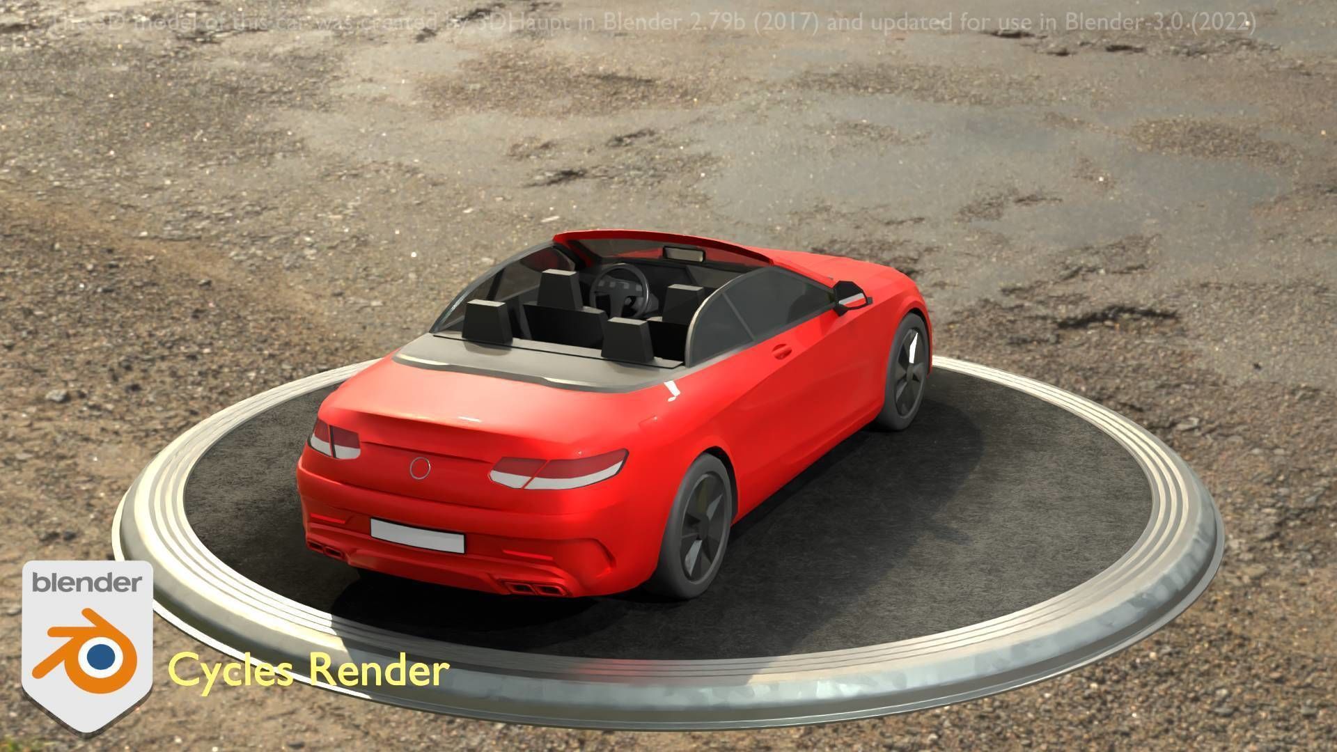 City Car 34 Top-Class Cabrio Open Type-A Red Low-poly 3D model_19