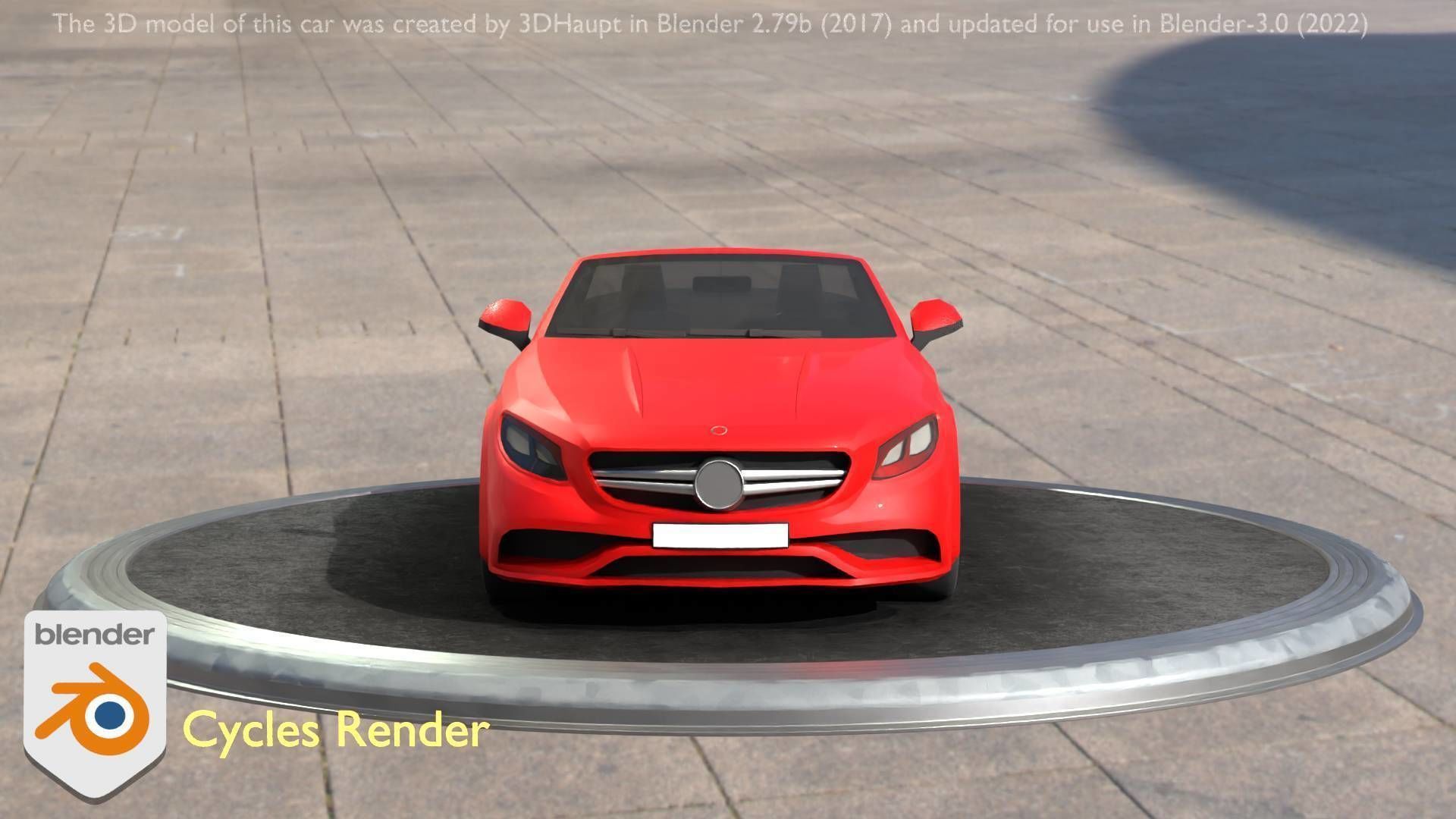 City Car 34 Top-Class Cabrio Open Type-A Red Low-poly 3D model_86