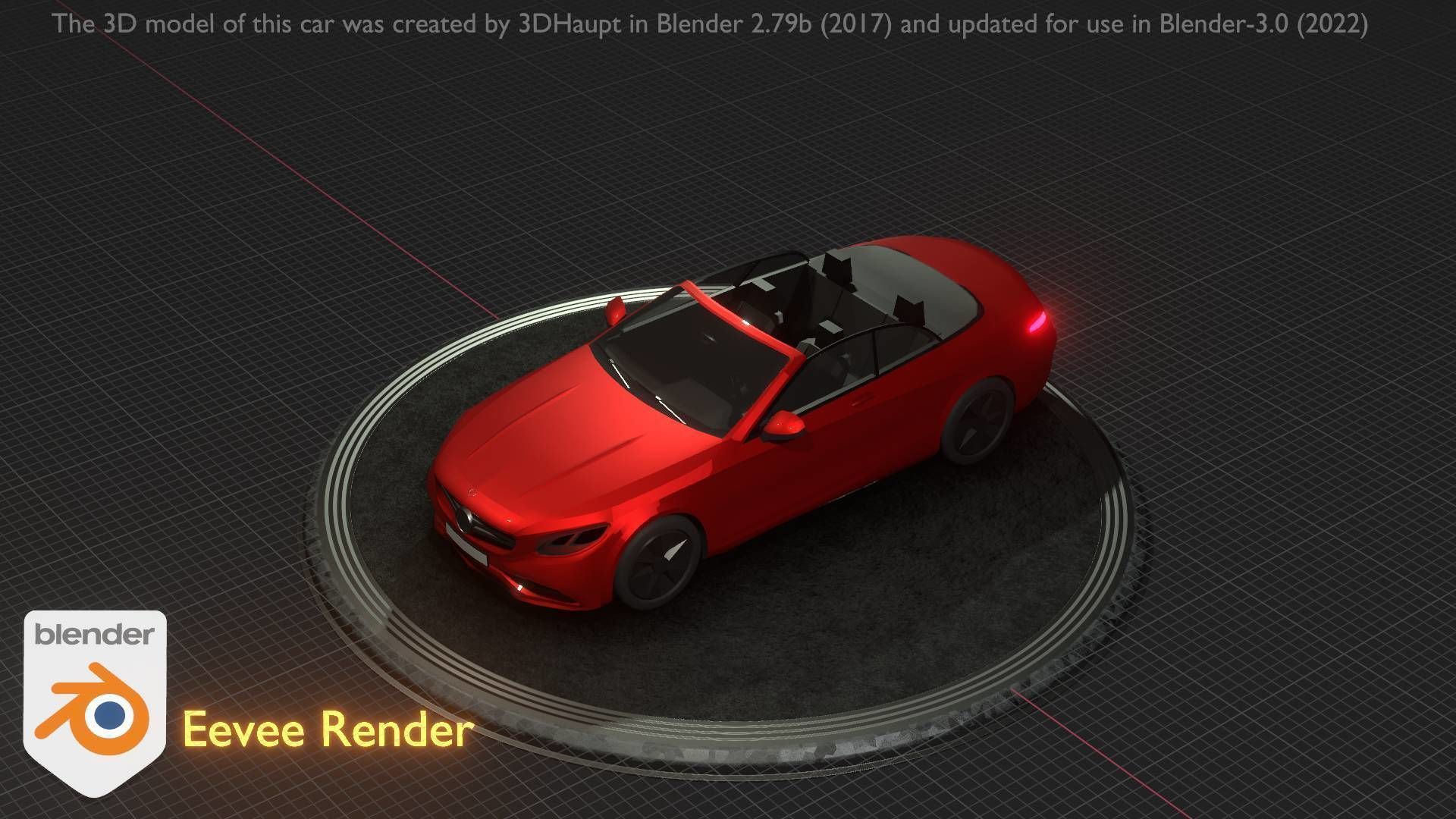 City Car 34 Top-Class Cabrio Open Type-A Red Low-poly 3D model_40