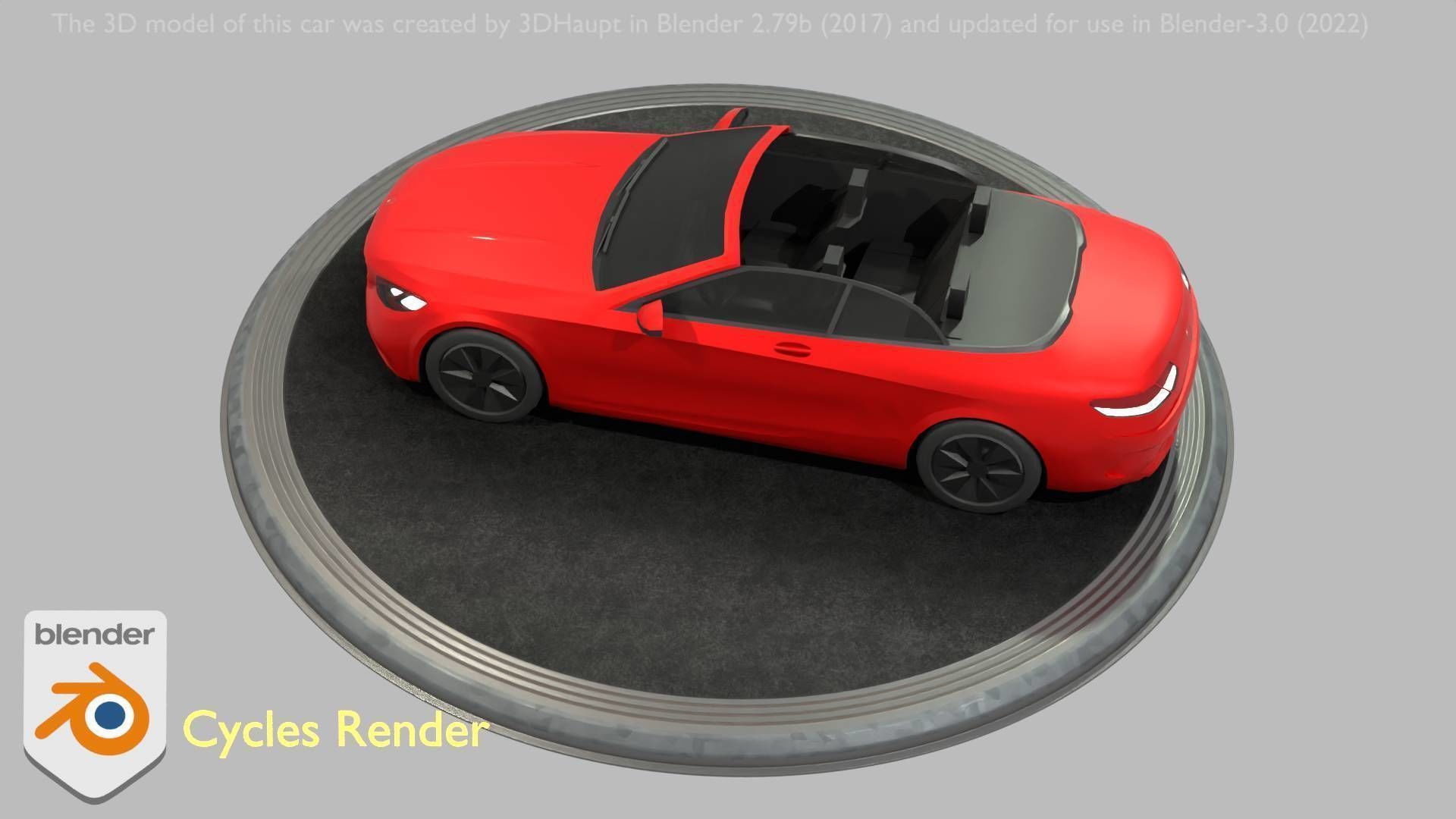 City Car 34 Top-Class Cabrio Open Type-A Red Low-poly 3D model_65