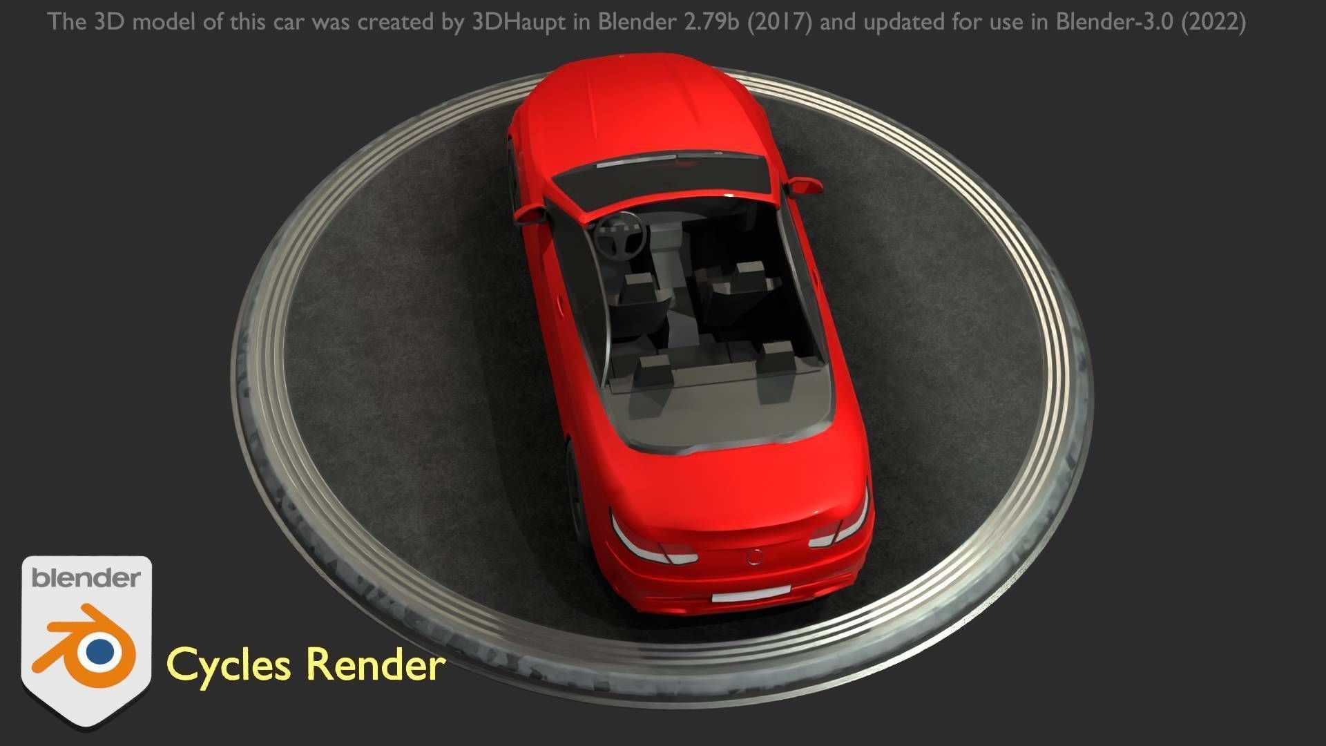 City Car 34 Top-Class Cabrio Open Type-A Red Low-poly 3D model_29