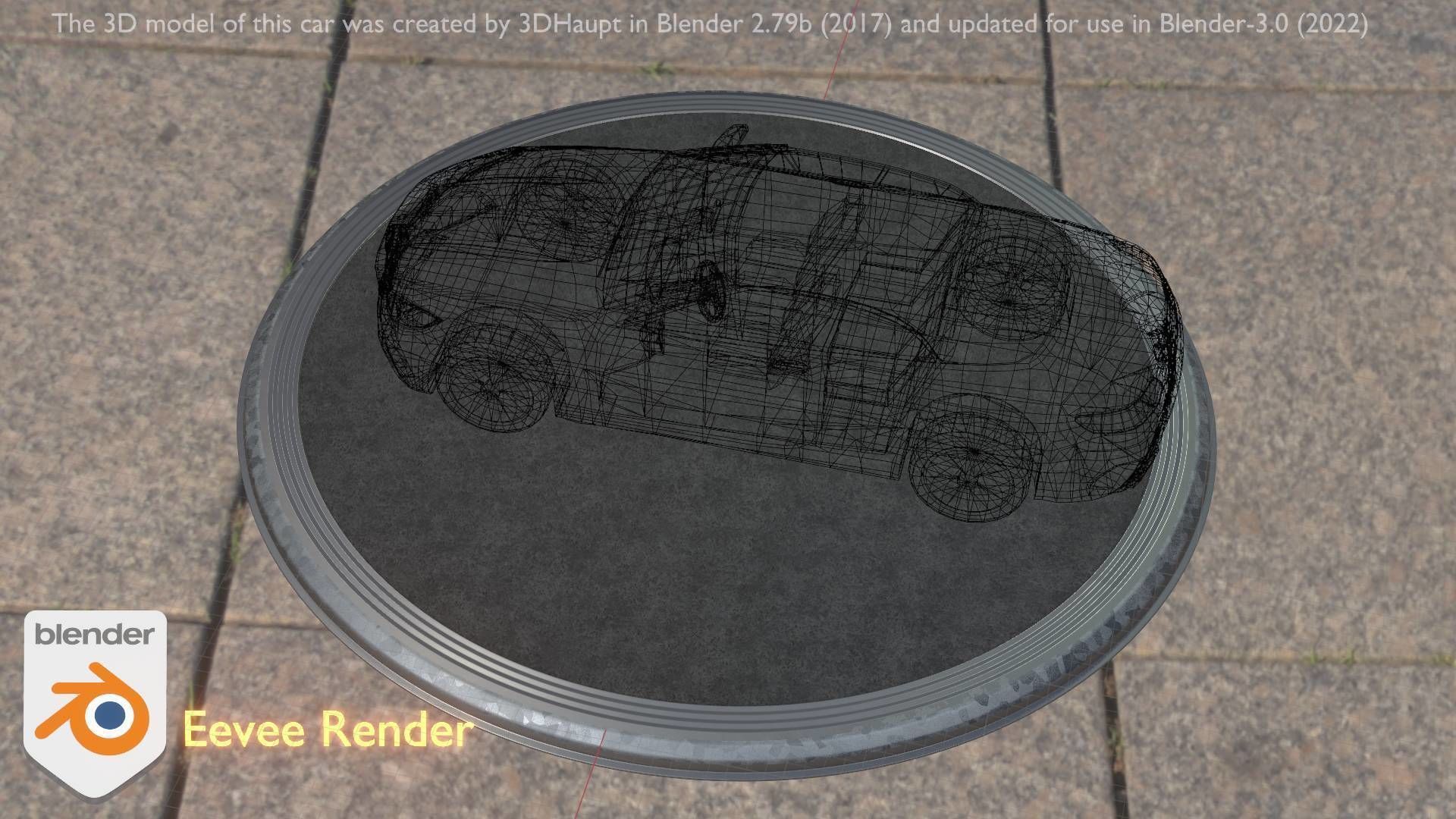 City Car 34 Top-Class Cabrio Open Type-A Red Low-poly 3D model_27