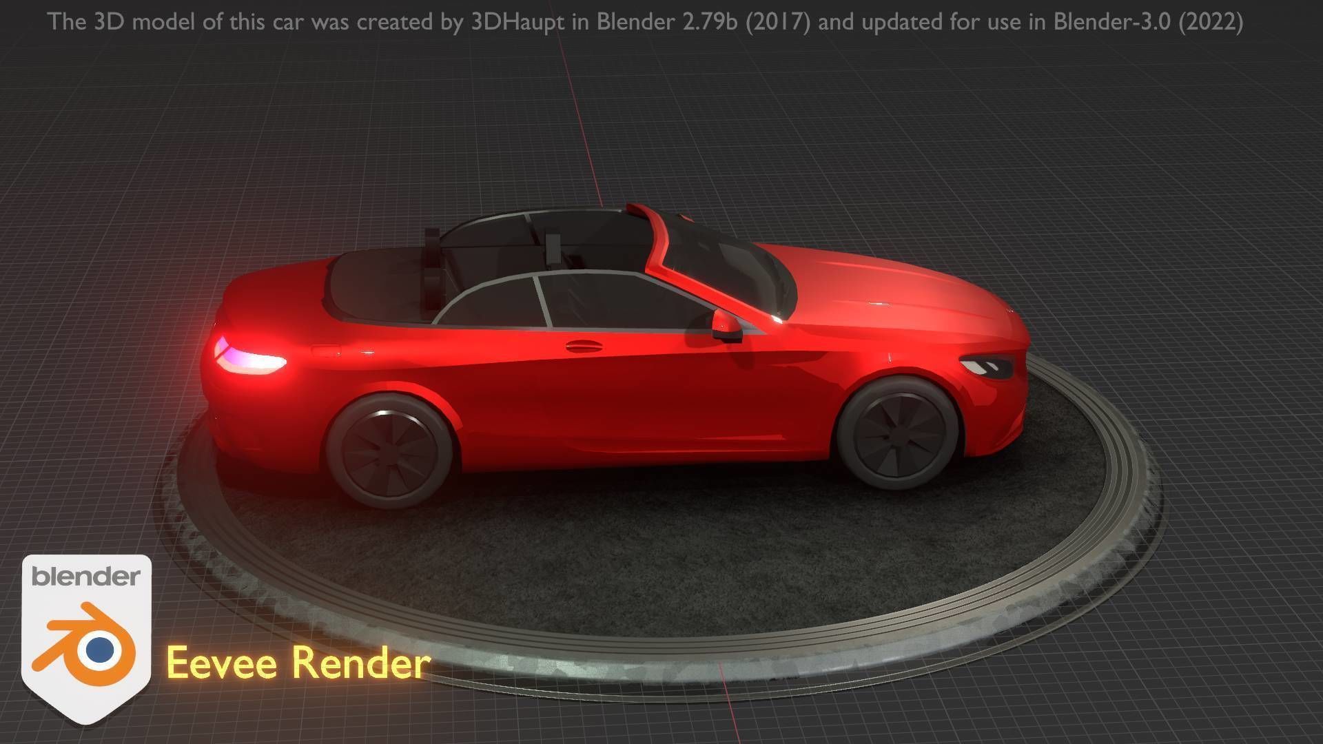 City Car 34 Top-Class Cabrio Open Type-A Red Low-poly 3D model_57