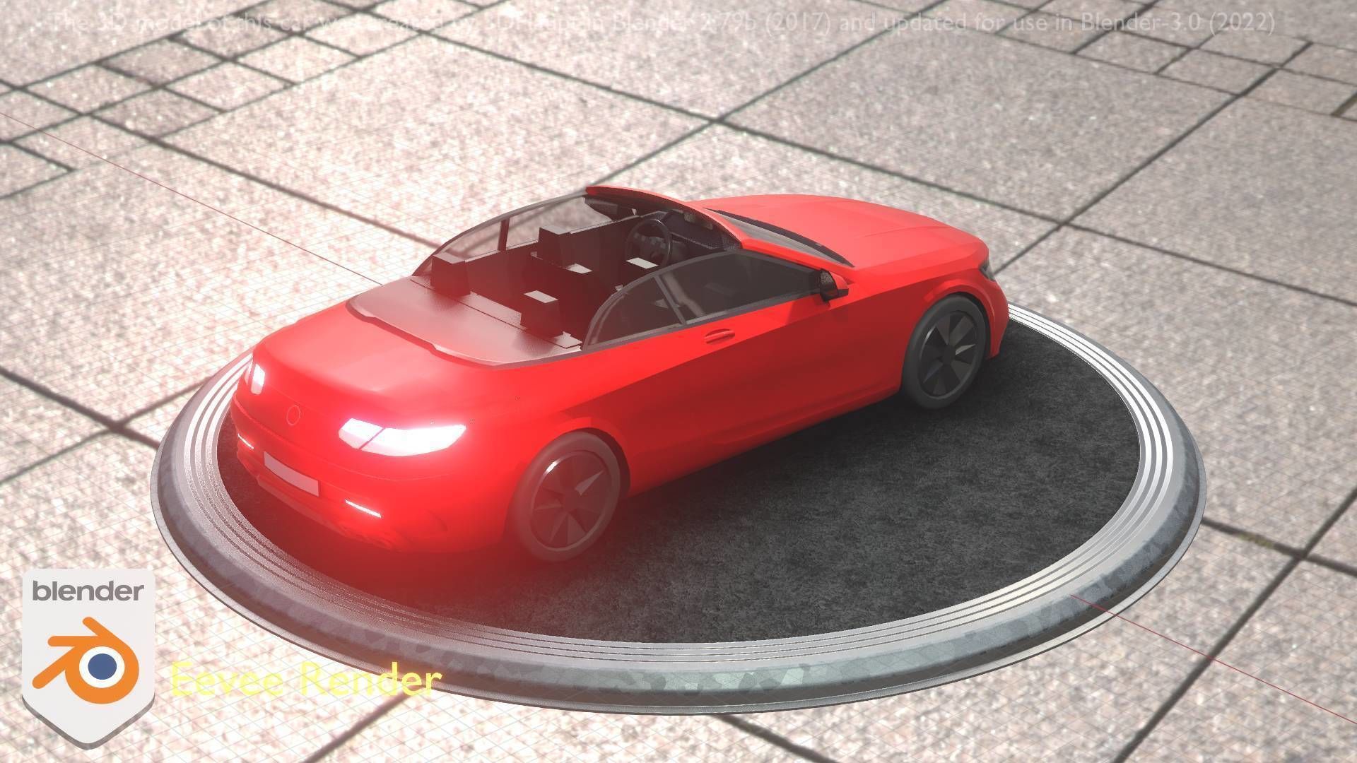 City Car 34 Top-Class Cabrio Open Type-A Red Low-poly 3D model_20