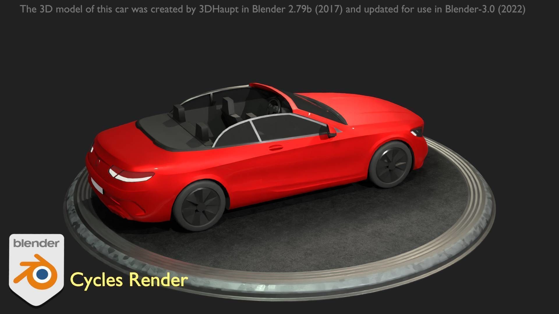 City Car 34 Top-Class Cabrio Open Type-A Red Low-poly 3D model_56