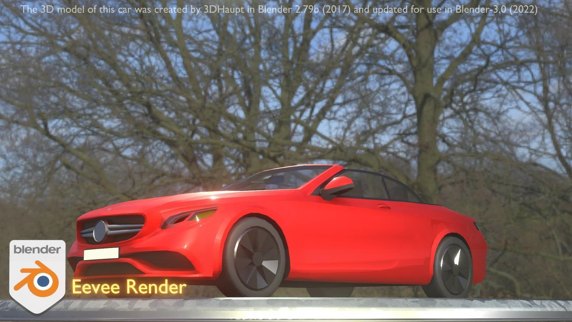 City Car 34 Top-Class Cabrio Open Type-A Red Low-poly 3D model_21