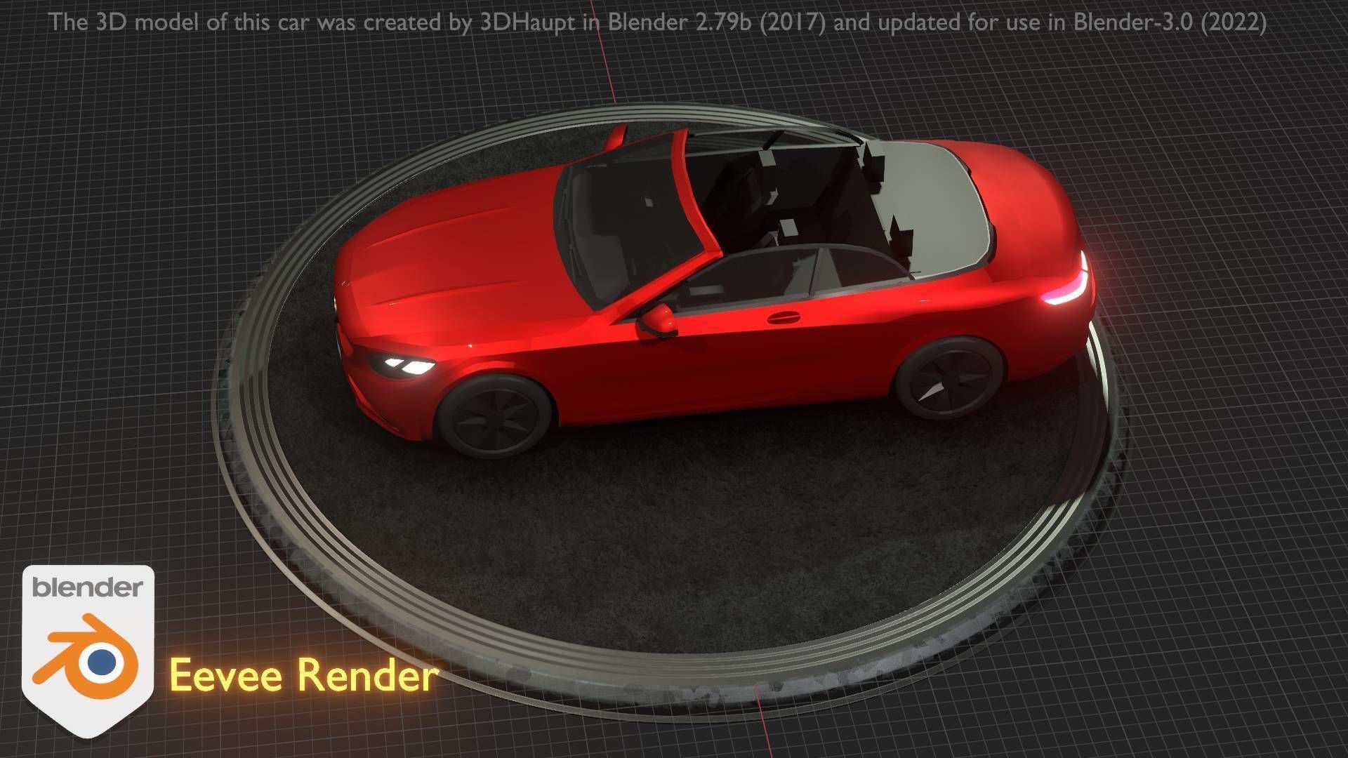 City Car 34 Top-Class Cabrio Open Type-A Red Low-poly 3D model_64