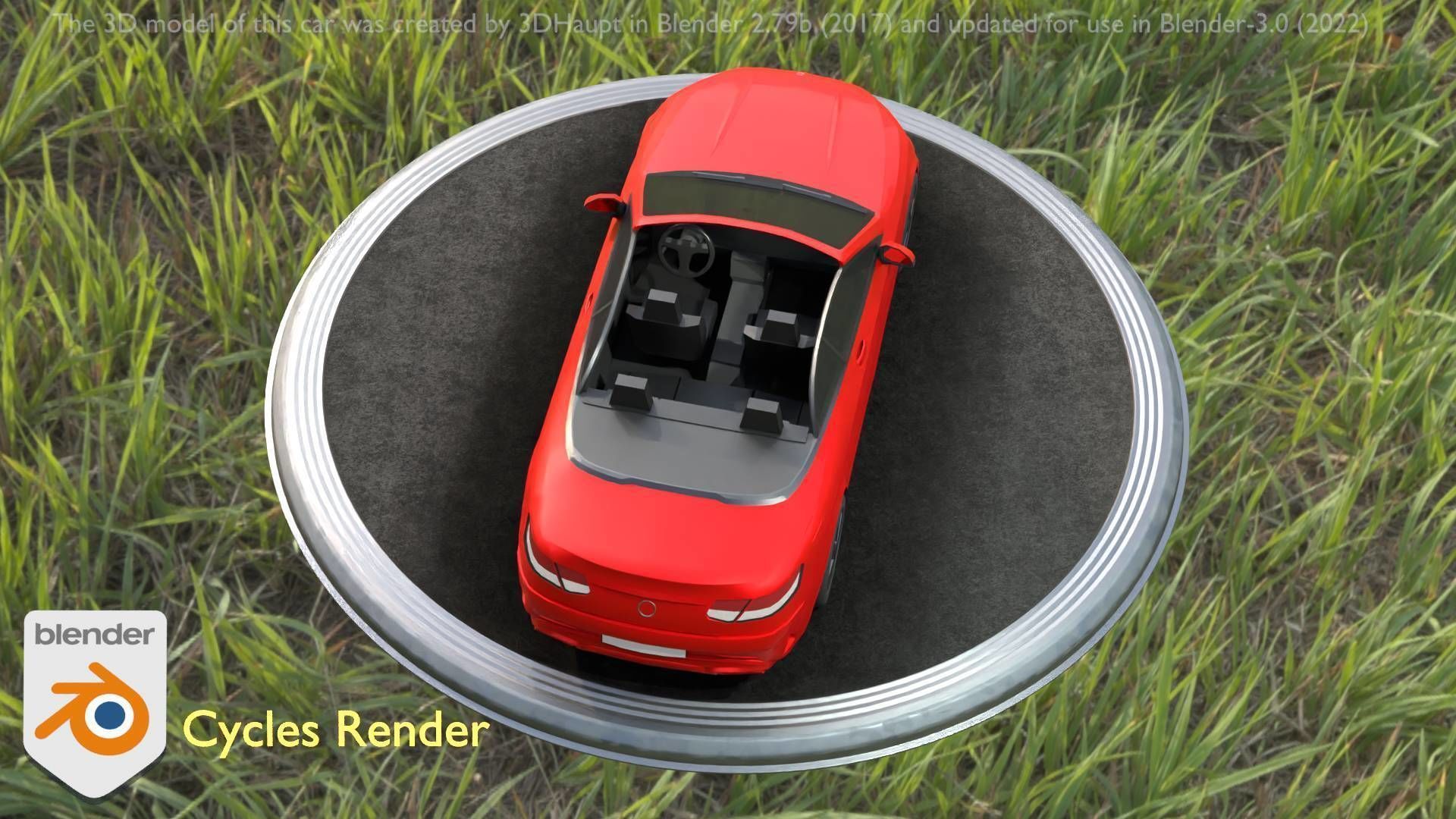 City Car 34 Top-Class Cabrio Open Type-A Red Low-poly 3D model_69