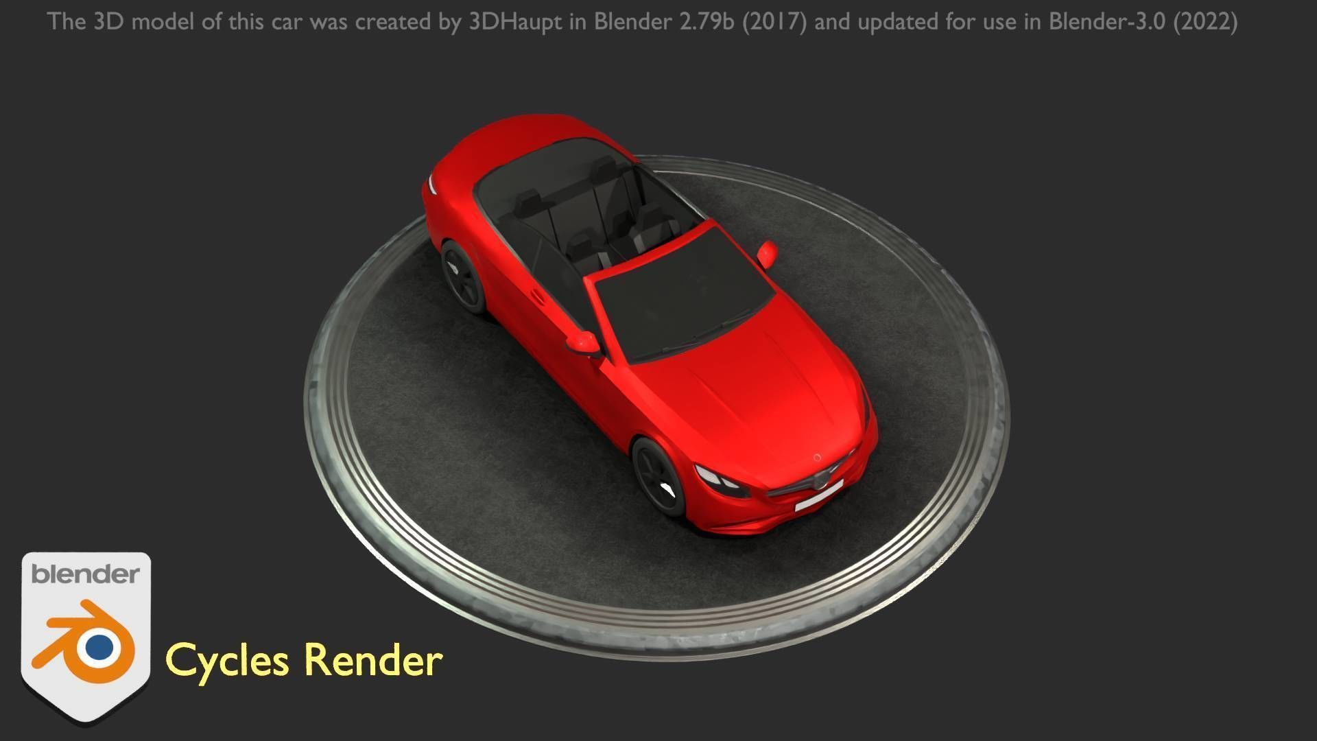City Car 34 Top-Class Cabrio Open Type-A Red Low-poly 3D model_74