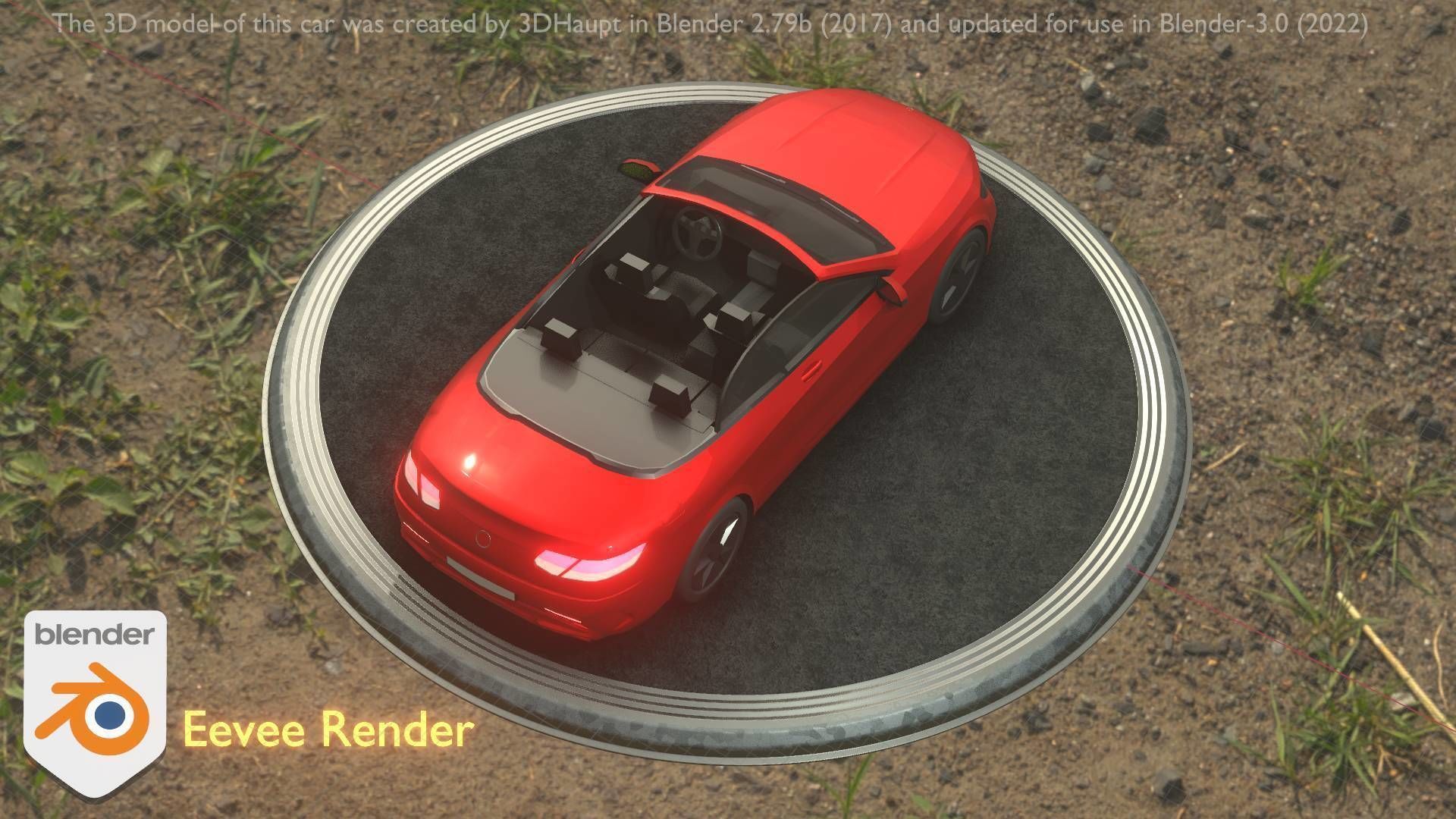 City Car 34 Top-Class Cabrio Open Type-A Red Low-poly 3D model_70