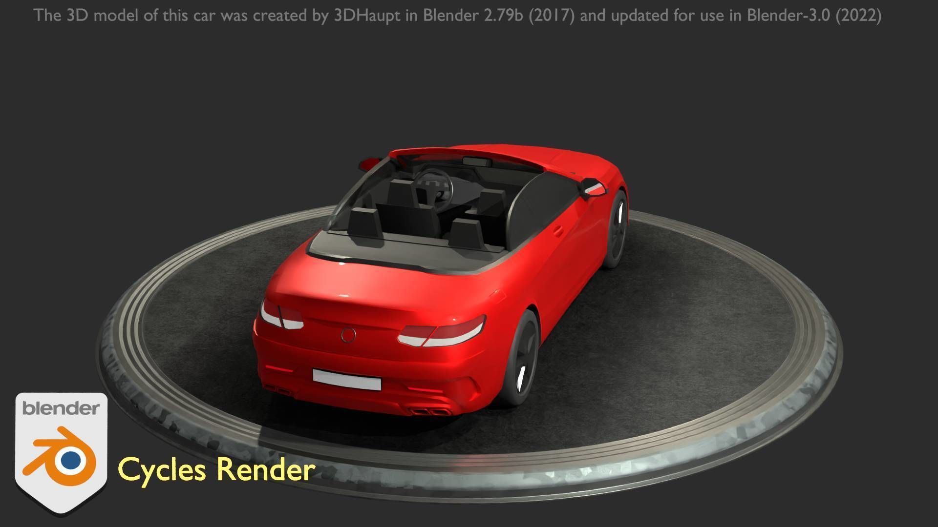 City Car 34 Top-Class Cabrio Open Type-A Red Low-poly 3D model_7
