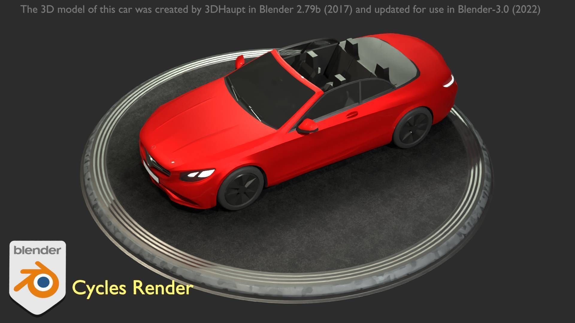 City Car 34 Top-Class Cabrio Open Type-A Red Low-poly 3D model_63